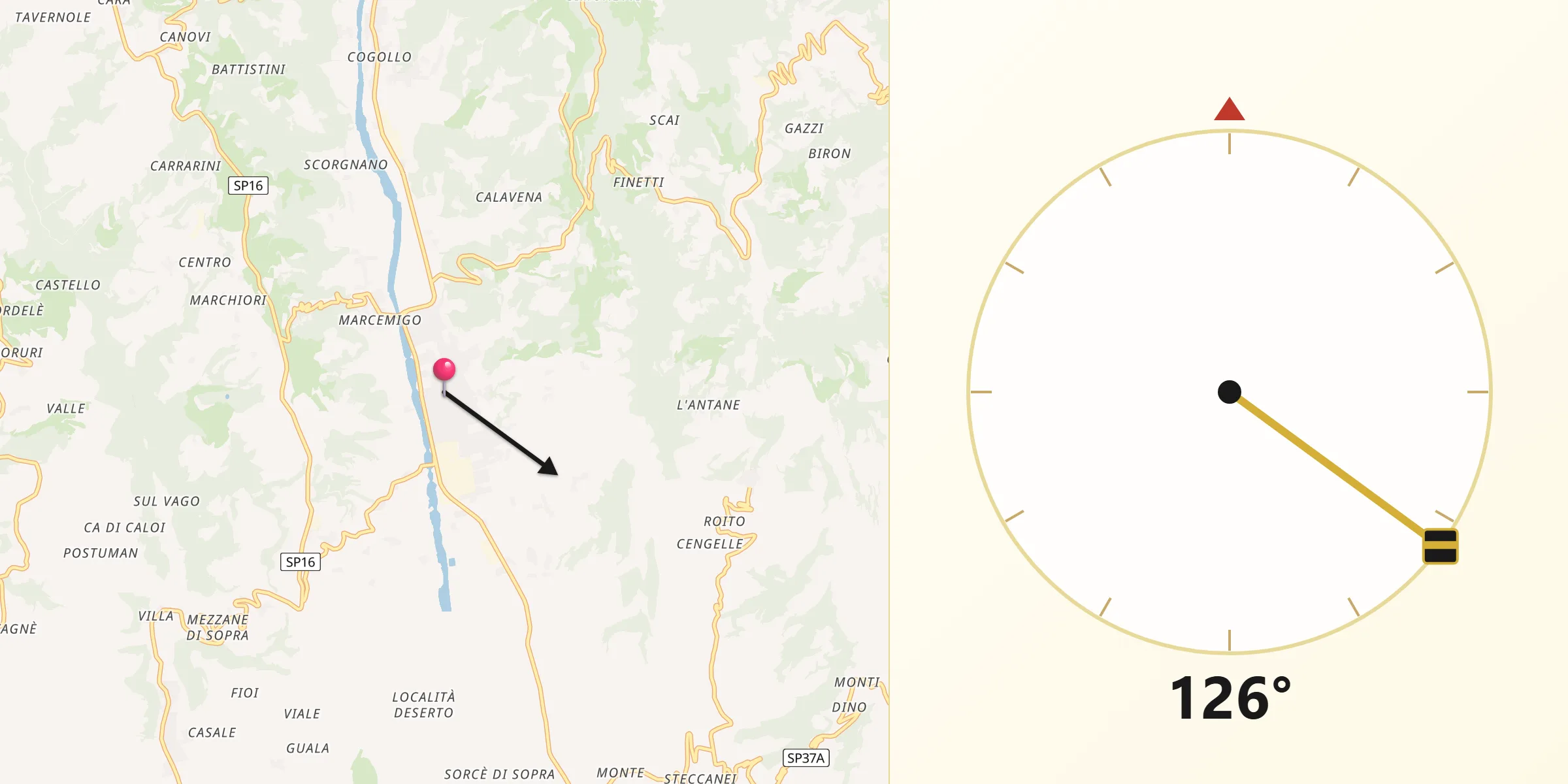 Direzione della Qibla da Tregnago
