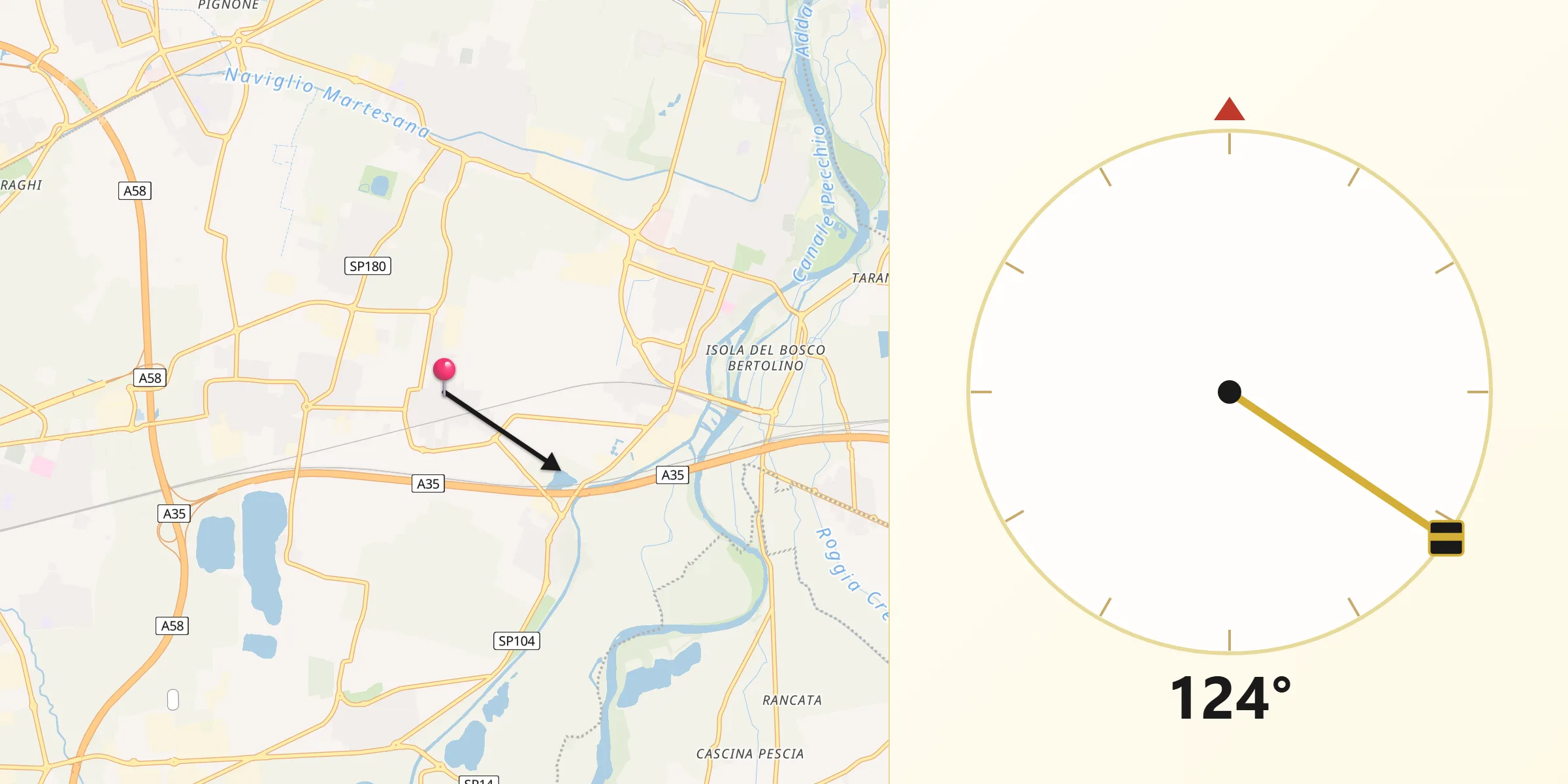 Direzione della Qibla da Trecella