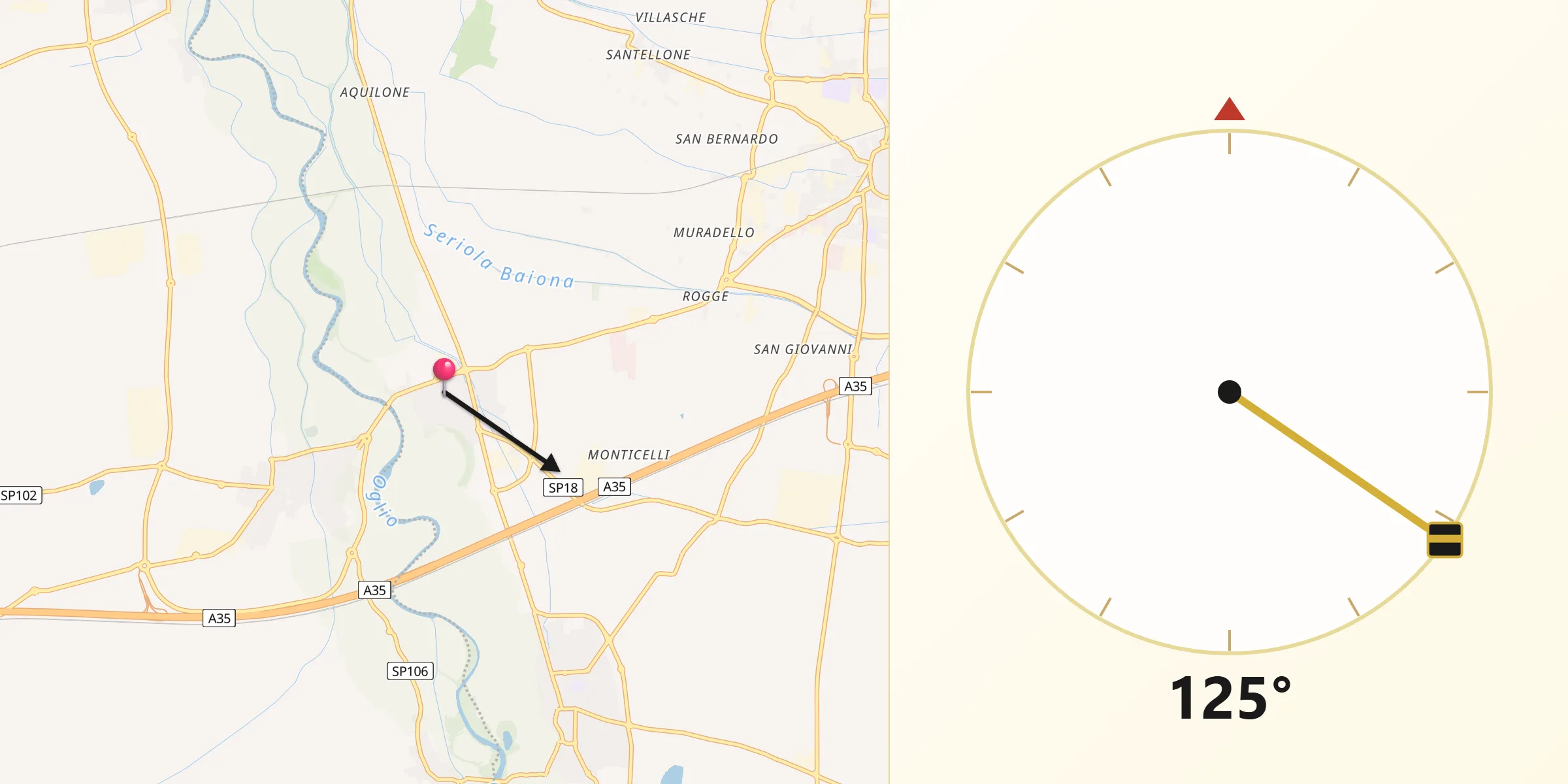 Direzione della Qibla da Urago d'Oglio