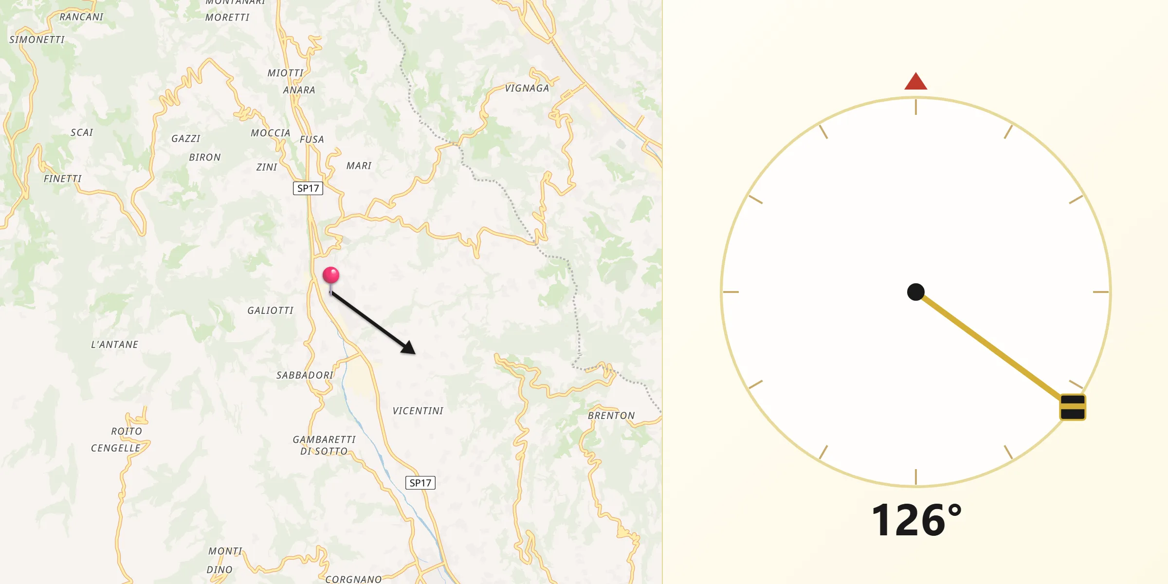 Direzione della Qibla da San Giovanni Ilarione