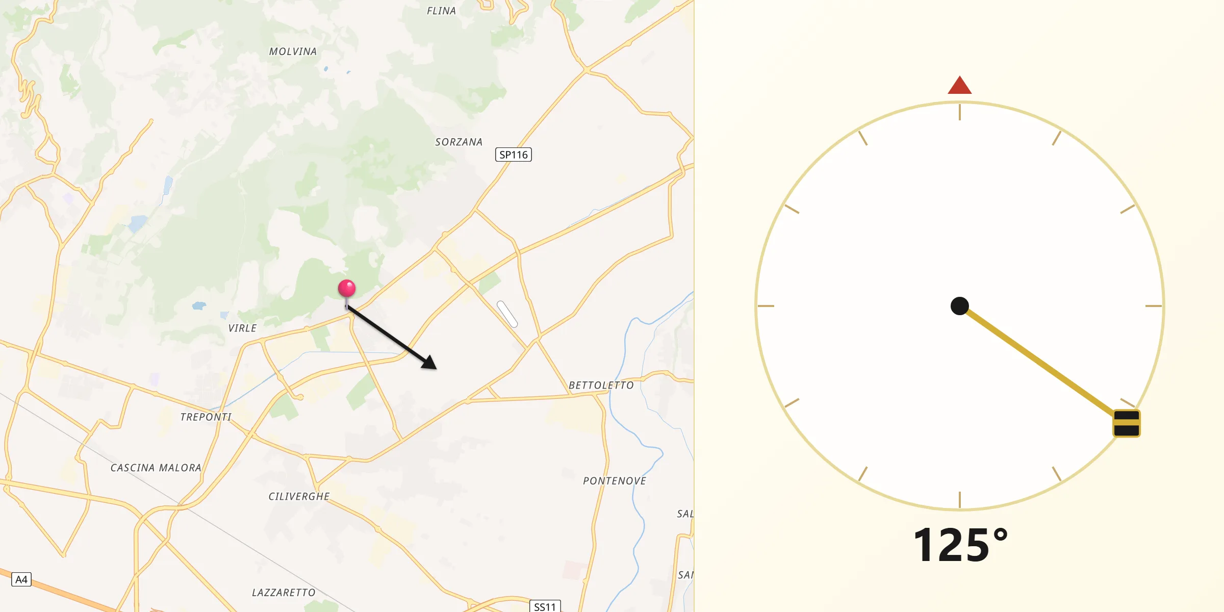 Direzione della Qibla da Mazzano