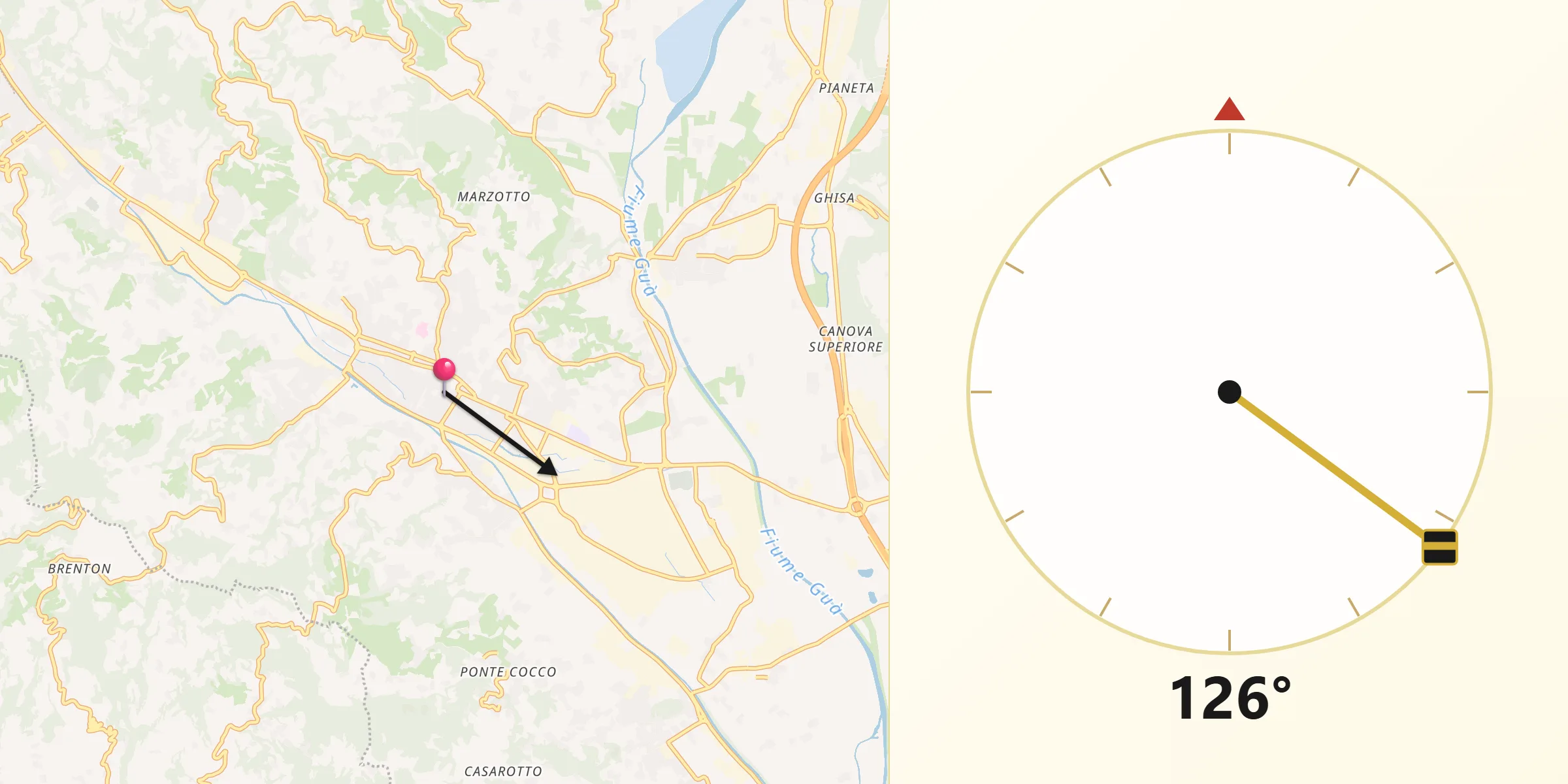 Direzione della Qibla da Arzignano