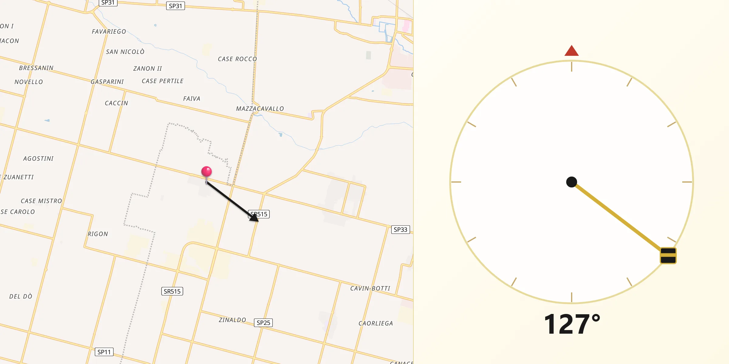 Direzione della Qibla da Sant'Angelo