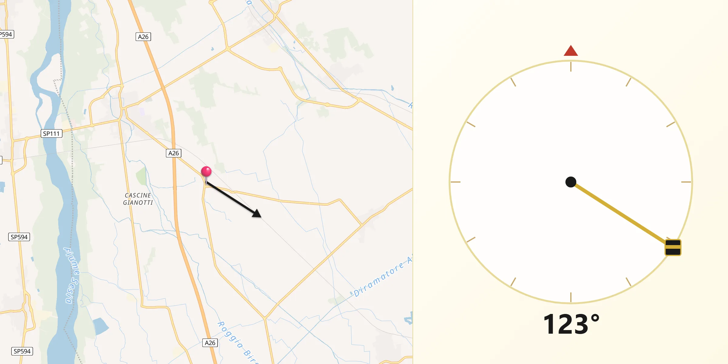 Direzione della Qibla da Sillavengo