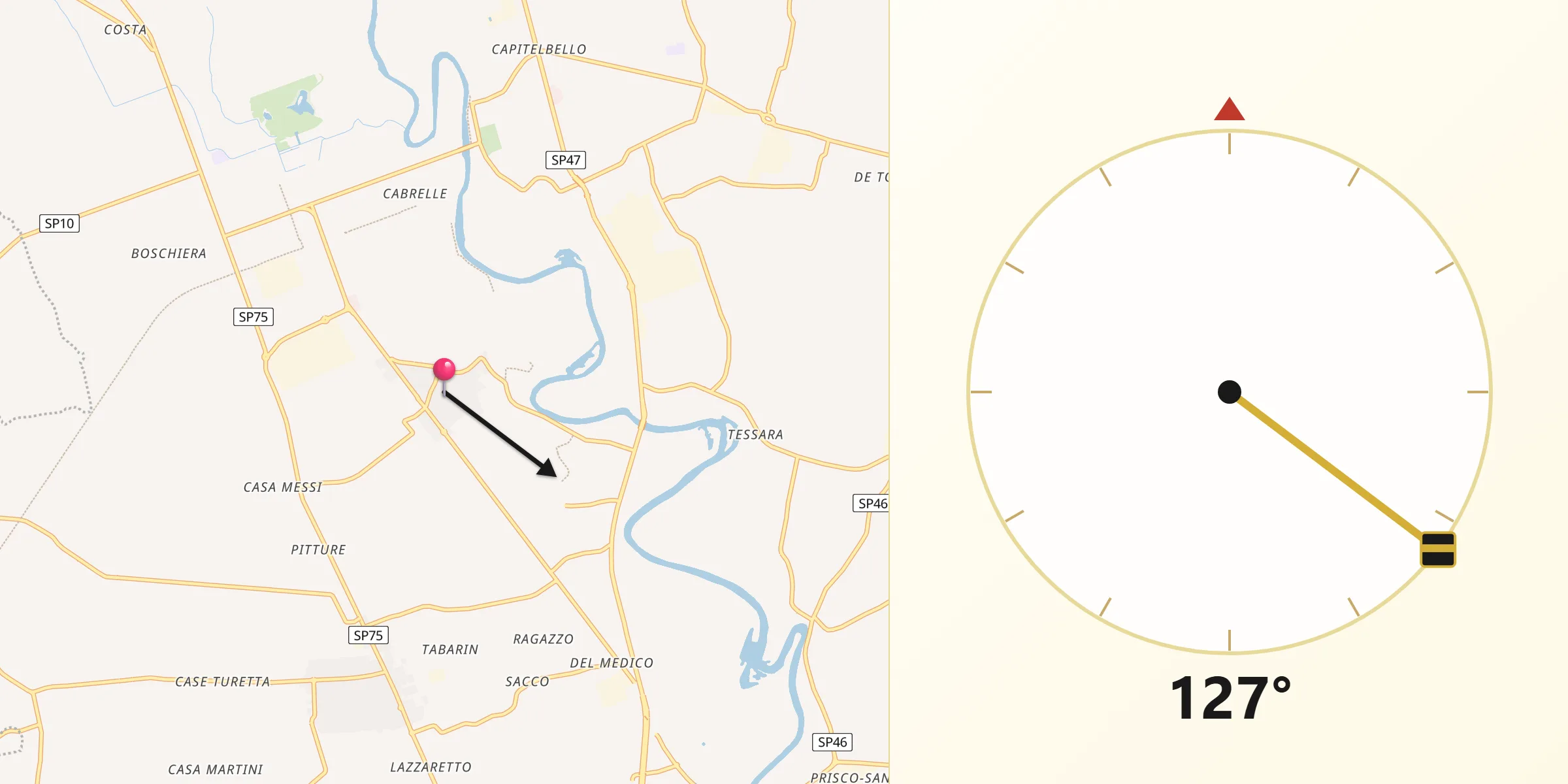 Direzione della Qibla da Tremignon