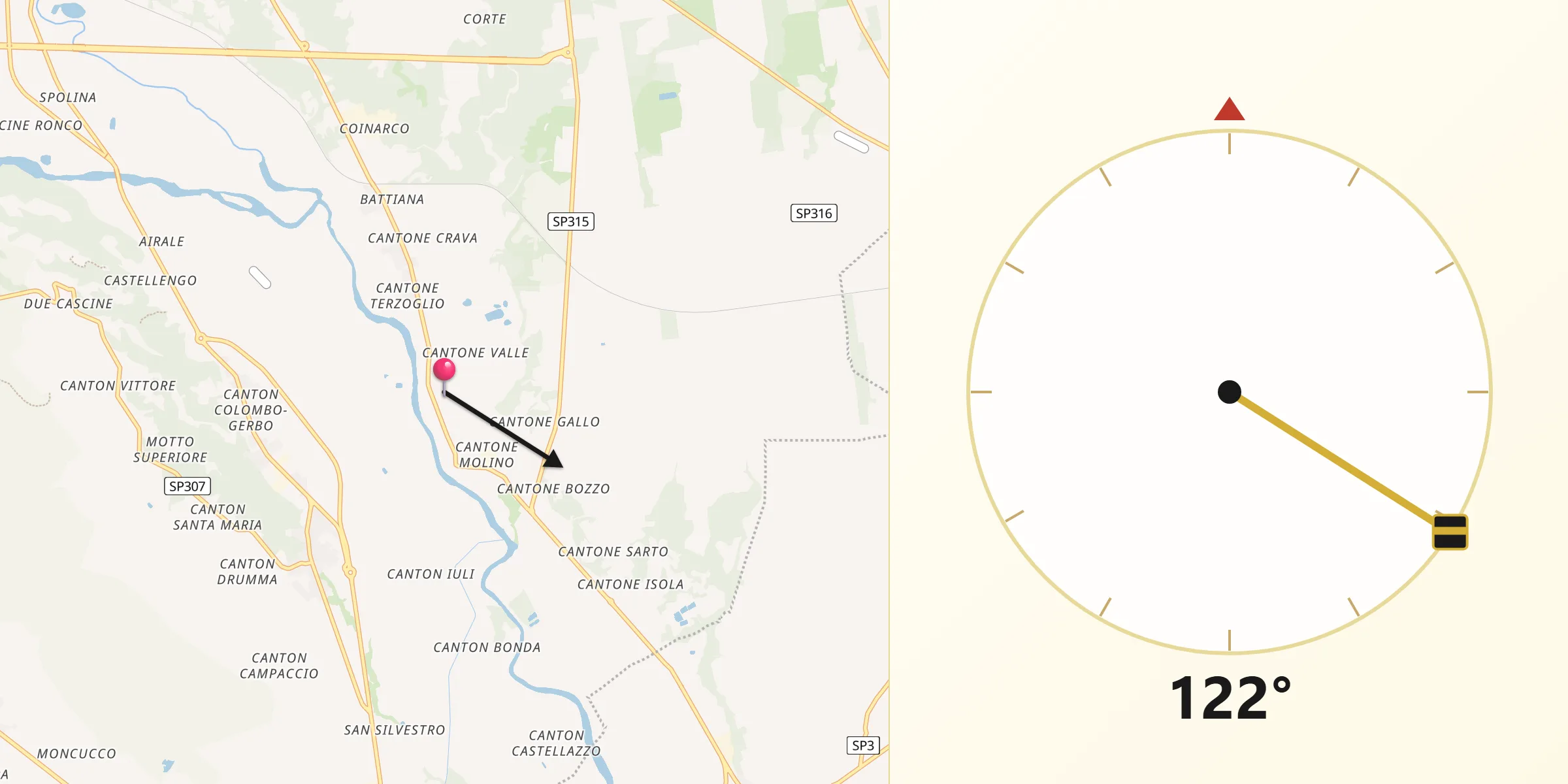Direzione della Qibla da Castelletto Cervo