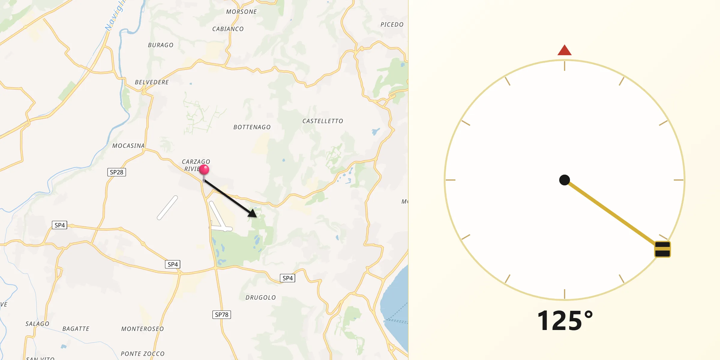 Direzione della Qibla da Carzago Riviera