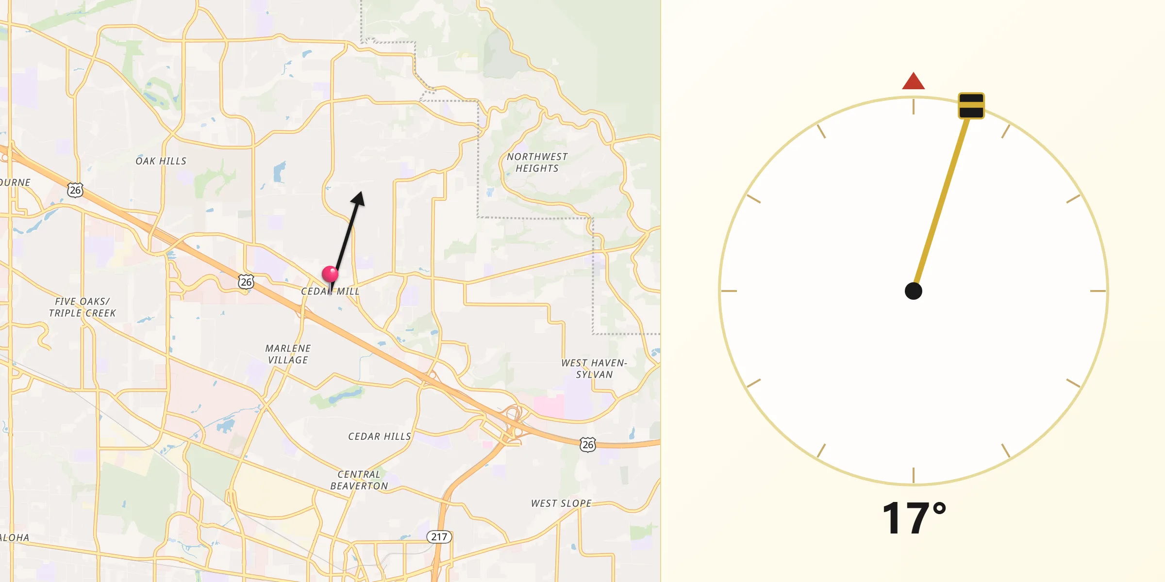 Qibla Direction from Cedar Mill