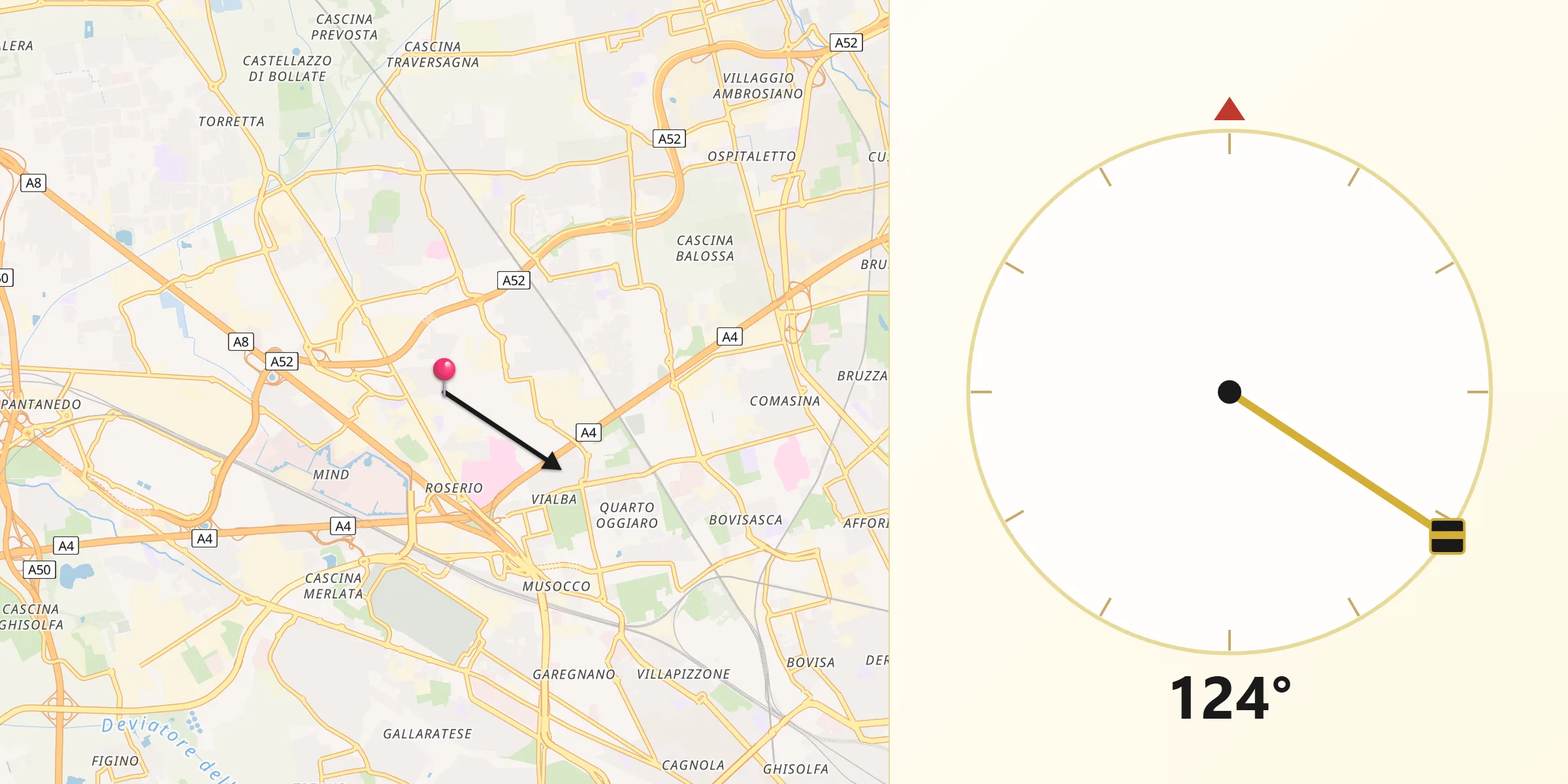 Direzione della Qibla da Baranzate
