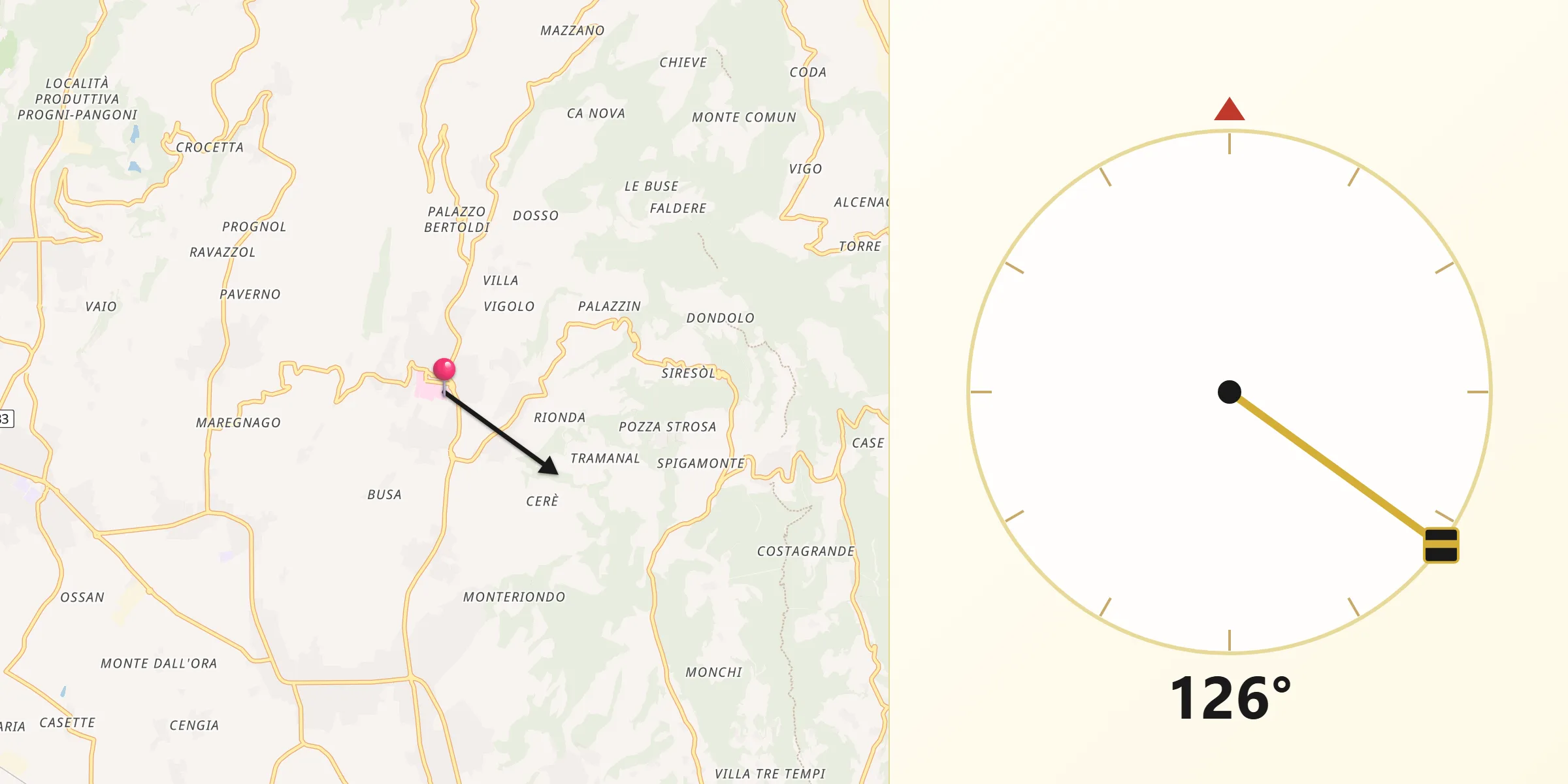 Direzione della Qibla da Negrar