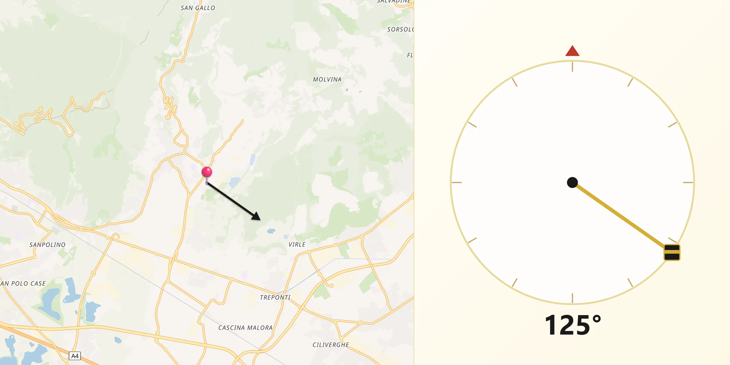 Direzione della Qibla da Botticino
