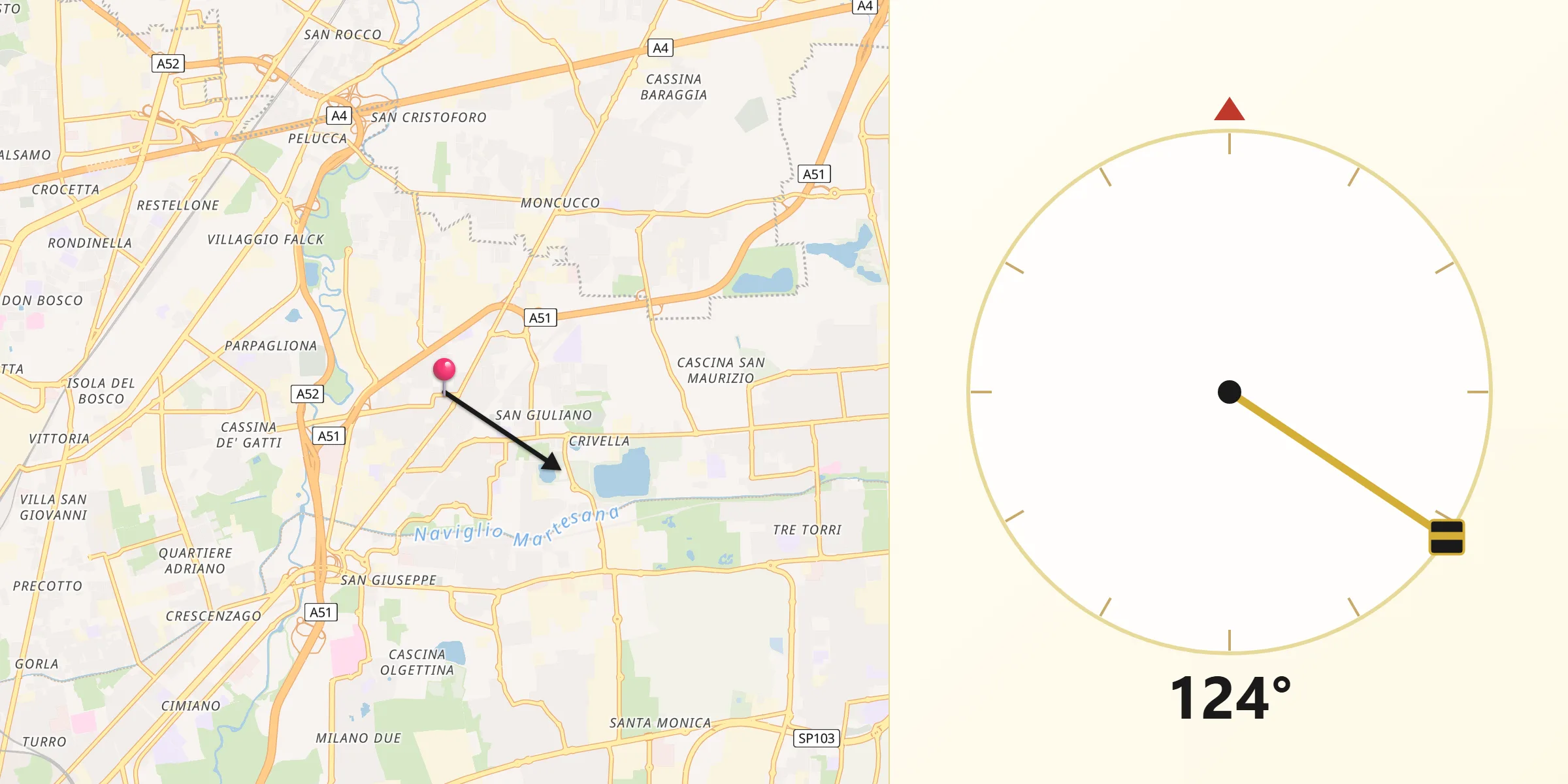 Direzione della Qibla da Cologno Monzese