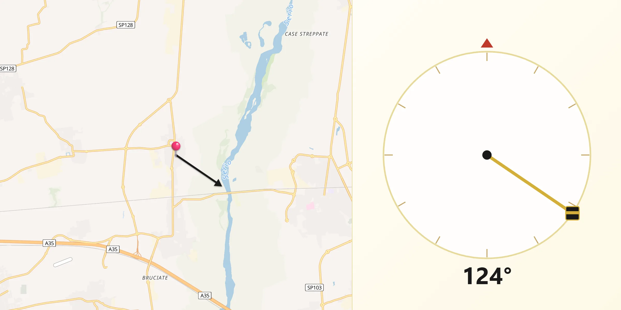 Direzione della Qibla da Morengo