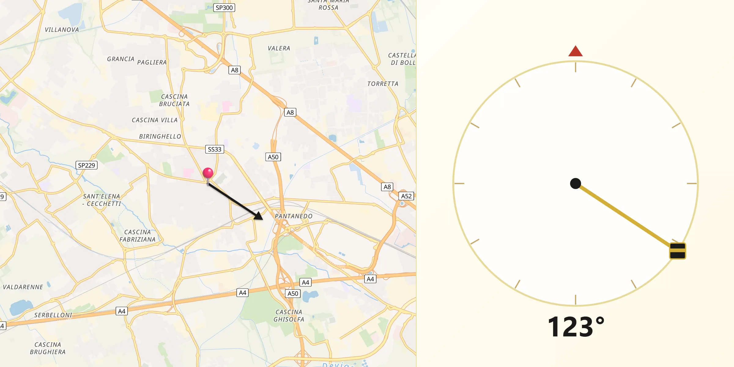 Direzione della Qibla da Rho