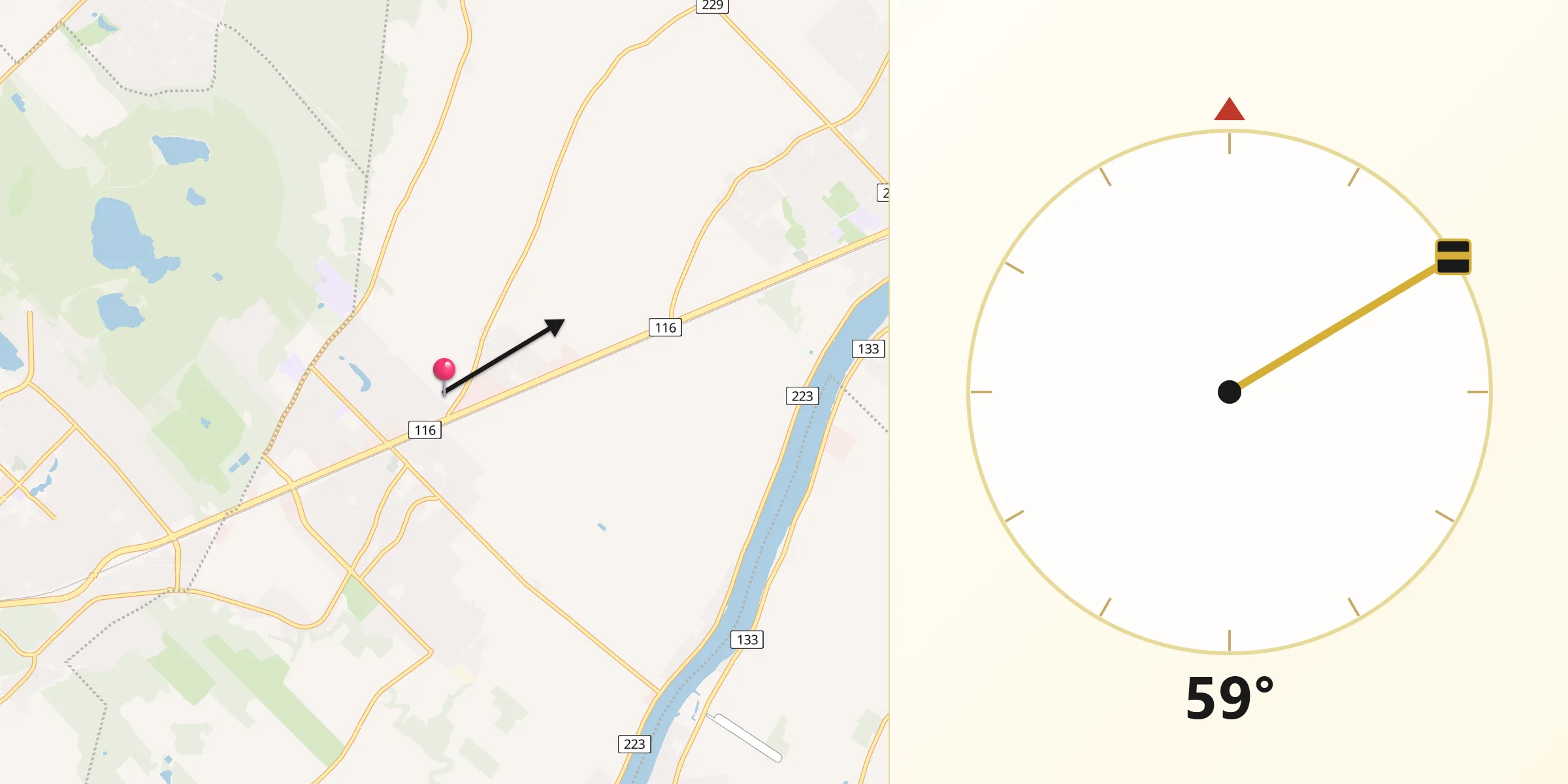 Qibla Direction from Saint-Basile-le-Grand