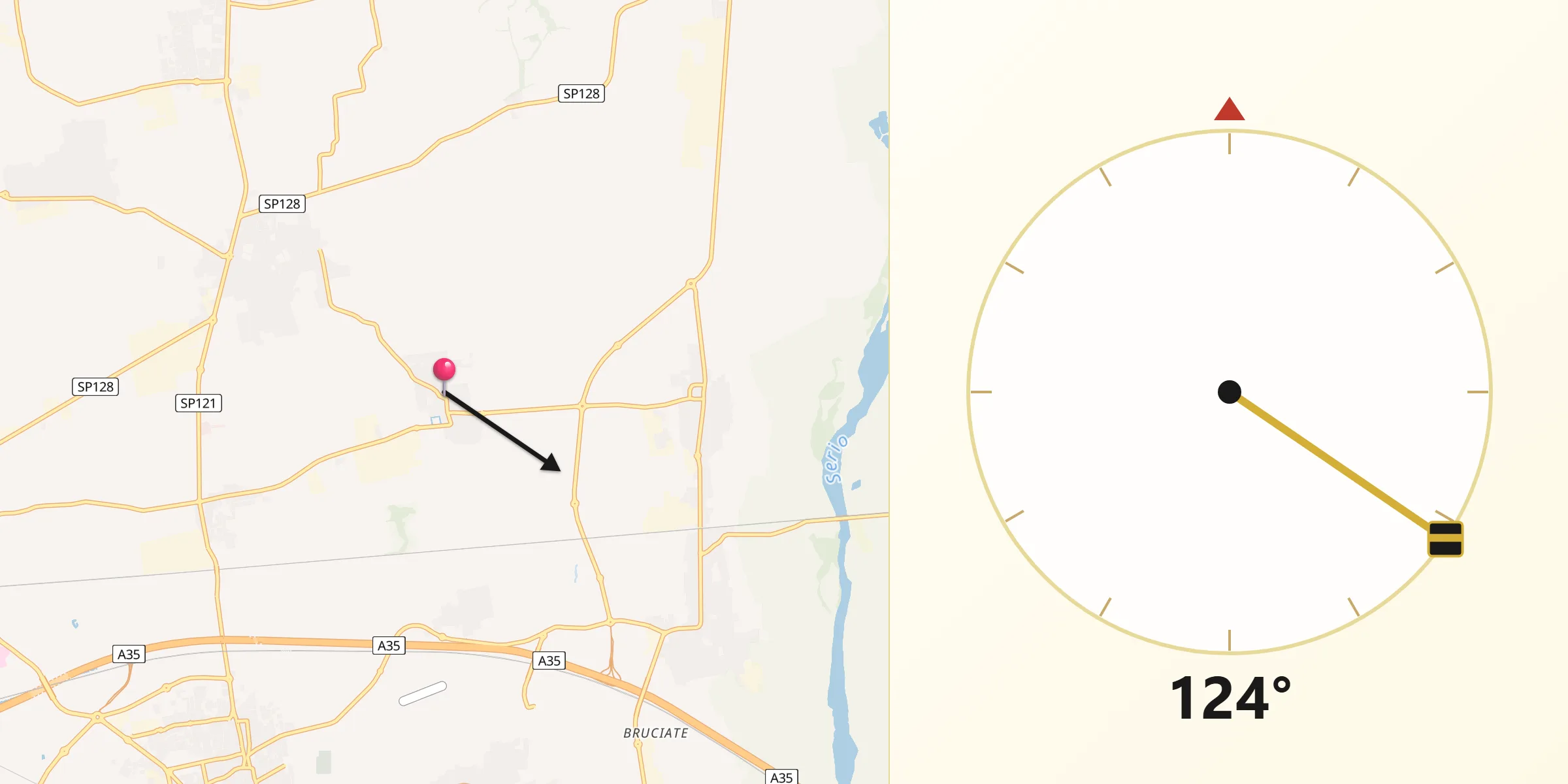 Direzione della Qibla da Pagazzano