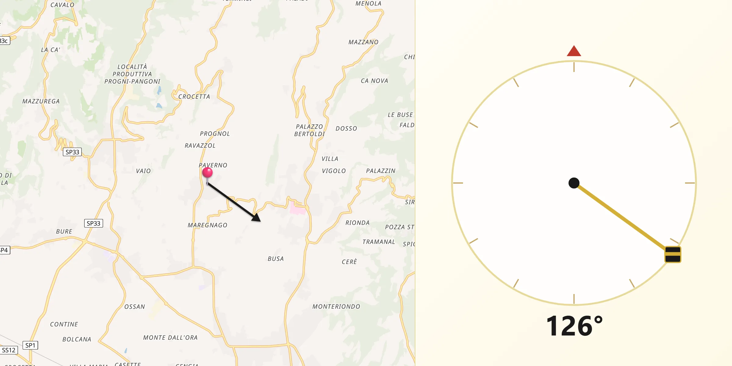 Direzione della Qibla da Valgatara
