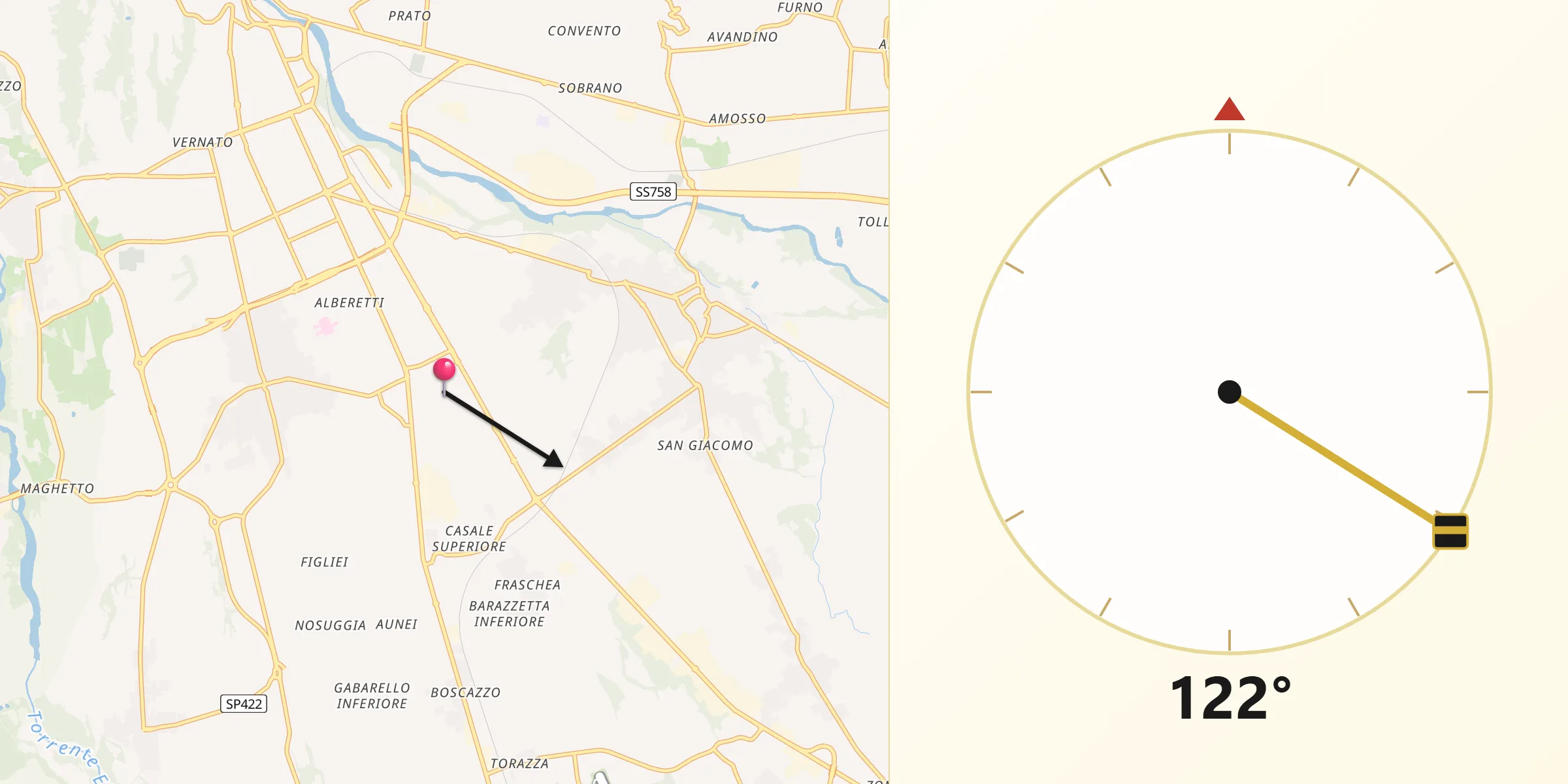 Direzione della Qibla da Gaglianico