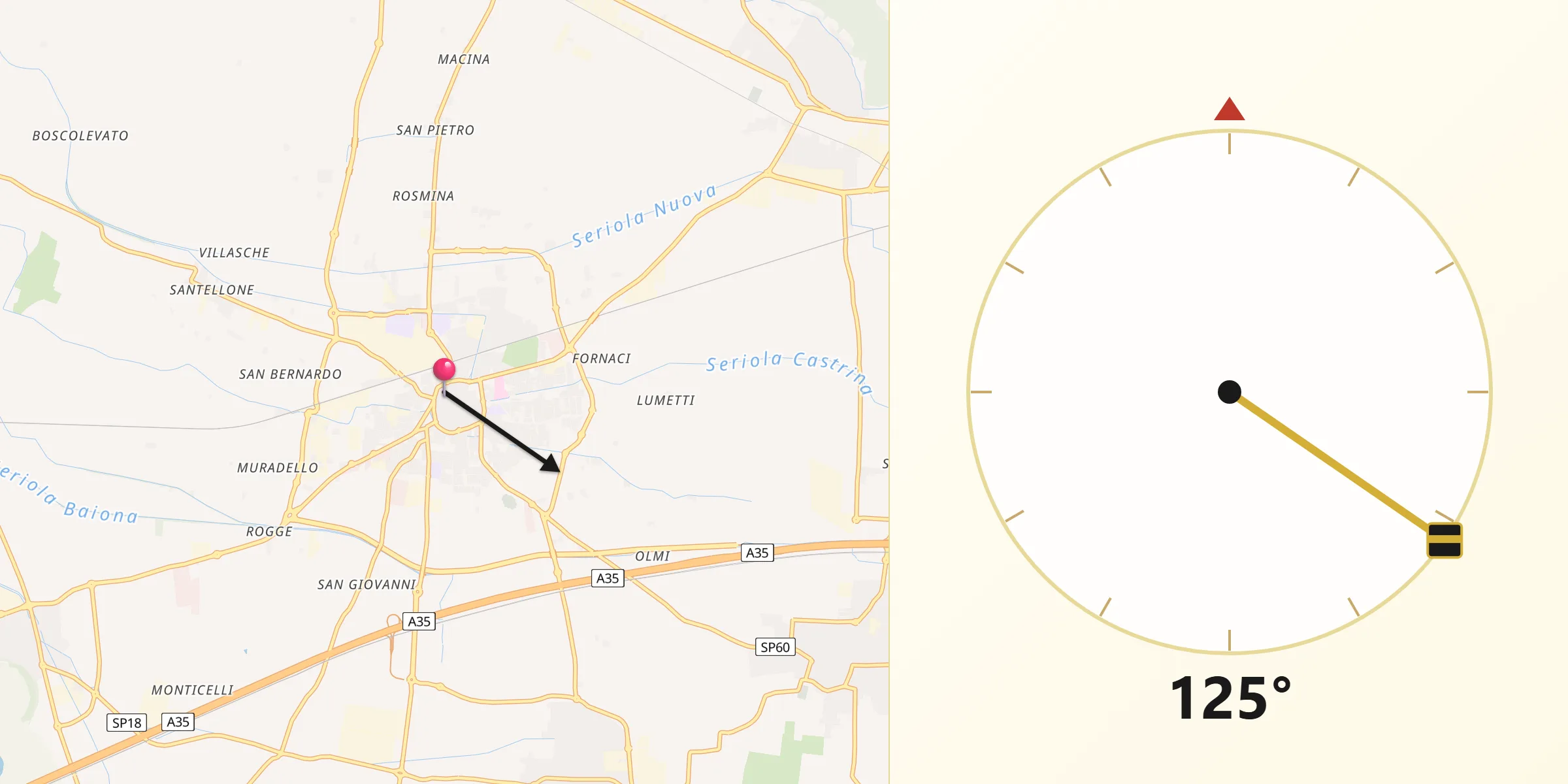 Direzione della Qibla da Chiari