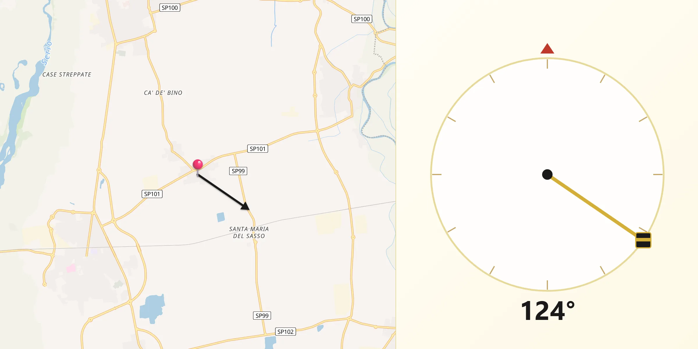 Direzione della Qibla da Cortenuova