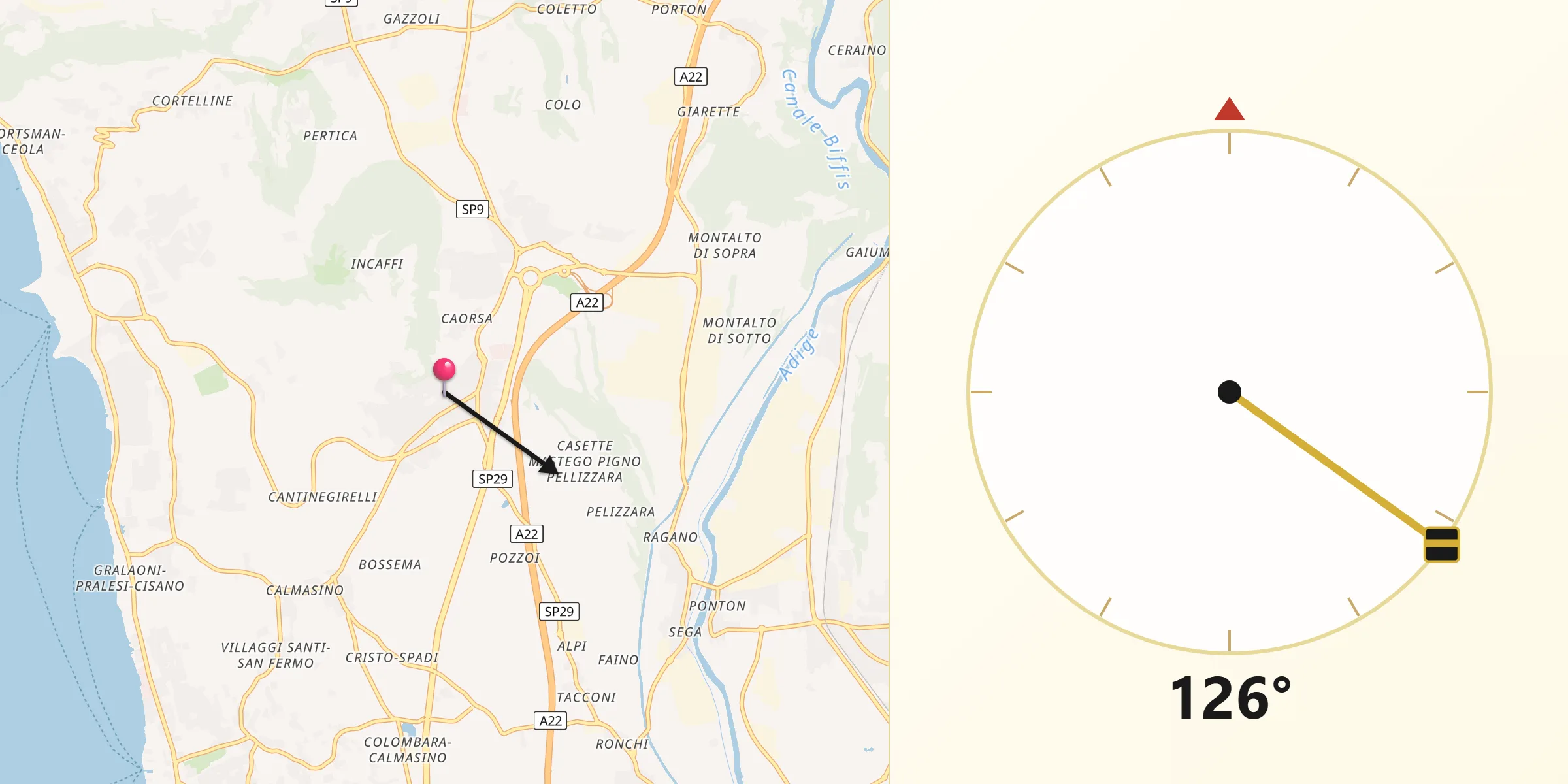 Direzione della Qibla da Cavajon Veronese