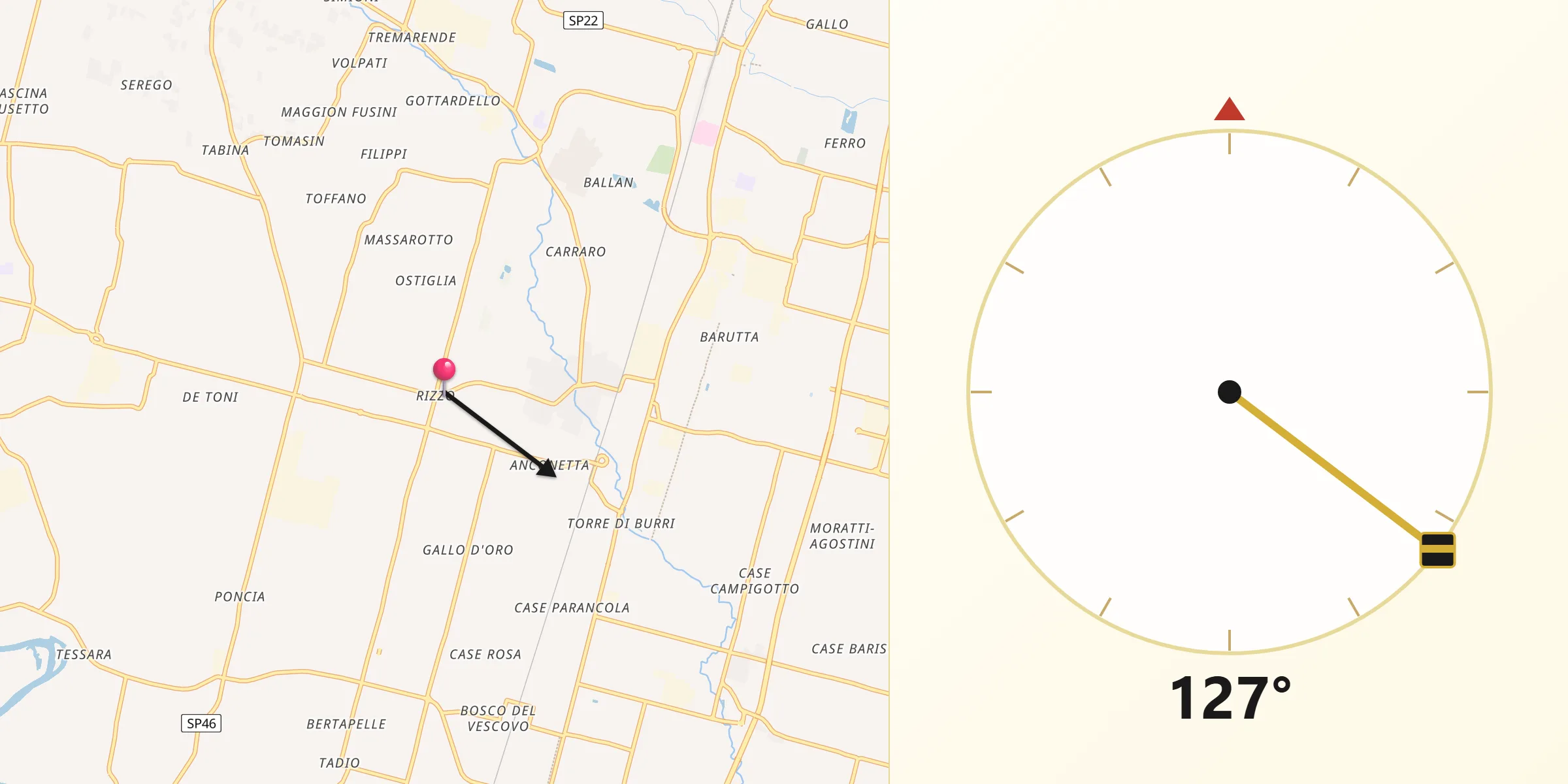 Direzione della Qibla da San Giorgio delle Pertiche