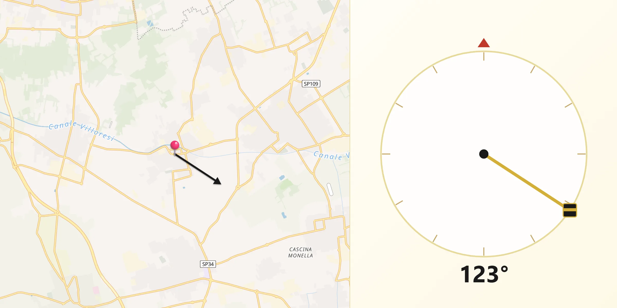 Direzione della Qibla da Arconate