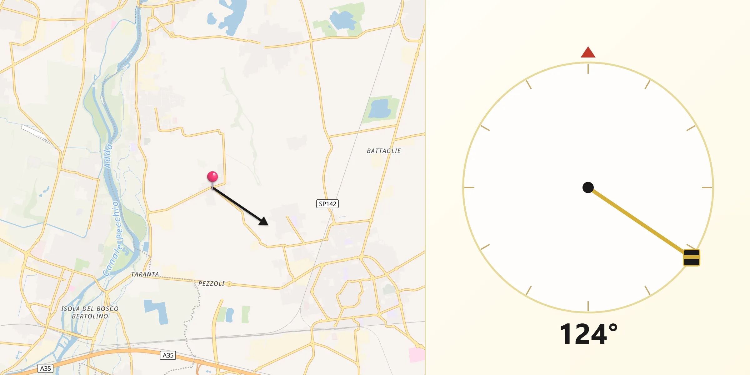 Direzione della Qibla da Badalasco