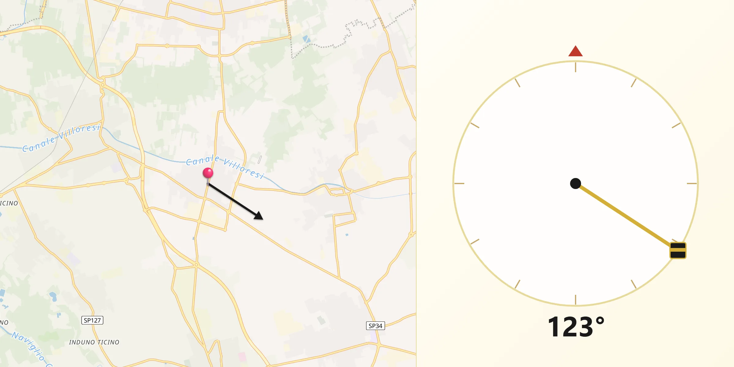 Direzione della Qibla da Buscate
