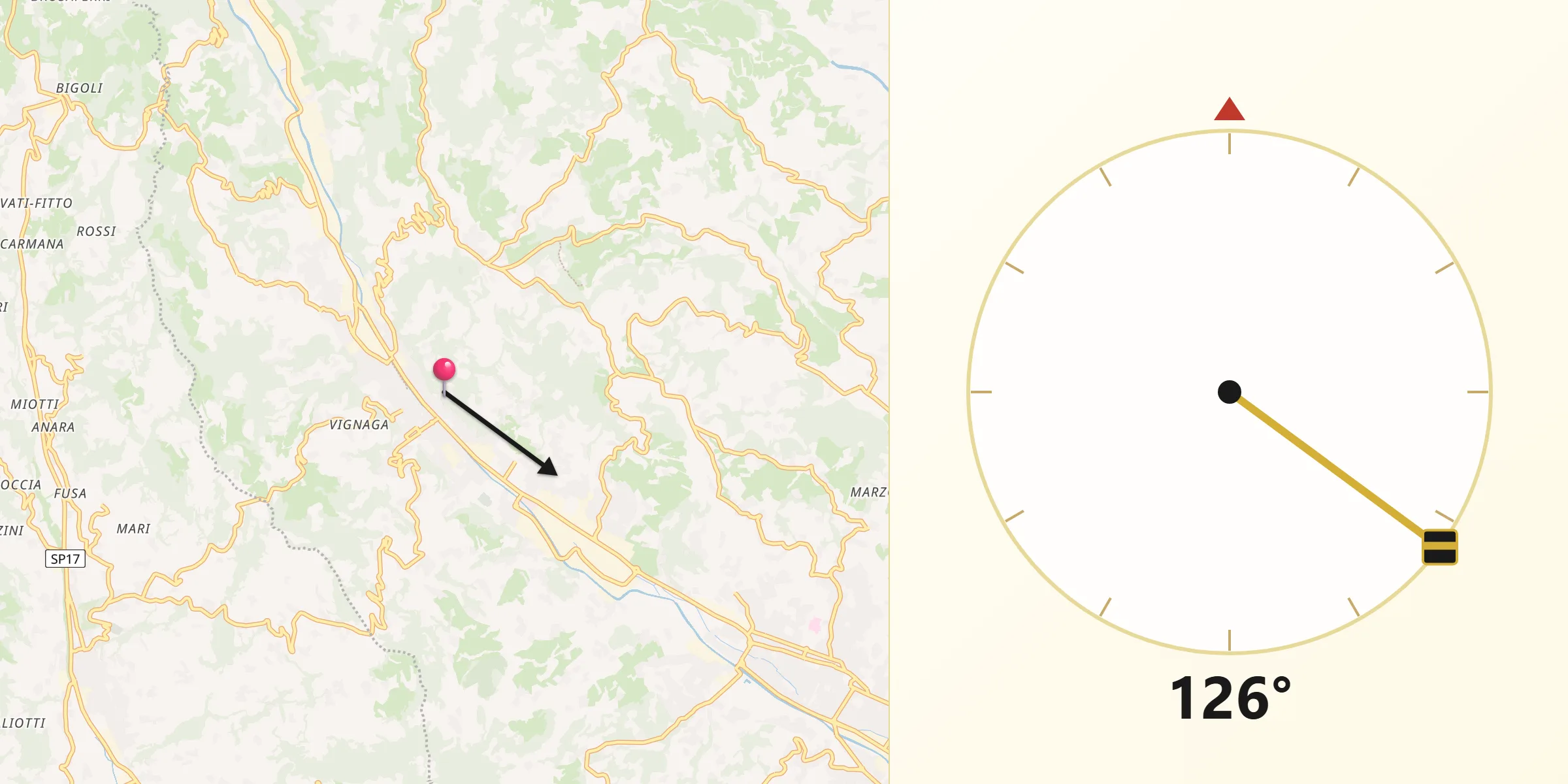 Direzione della Qibla da Chiampo