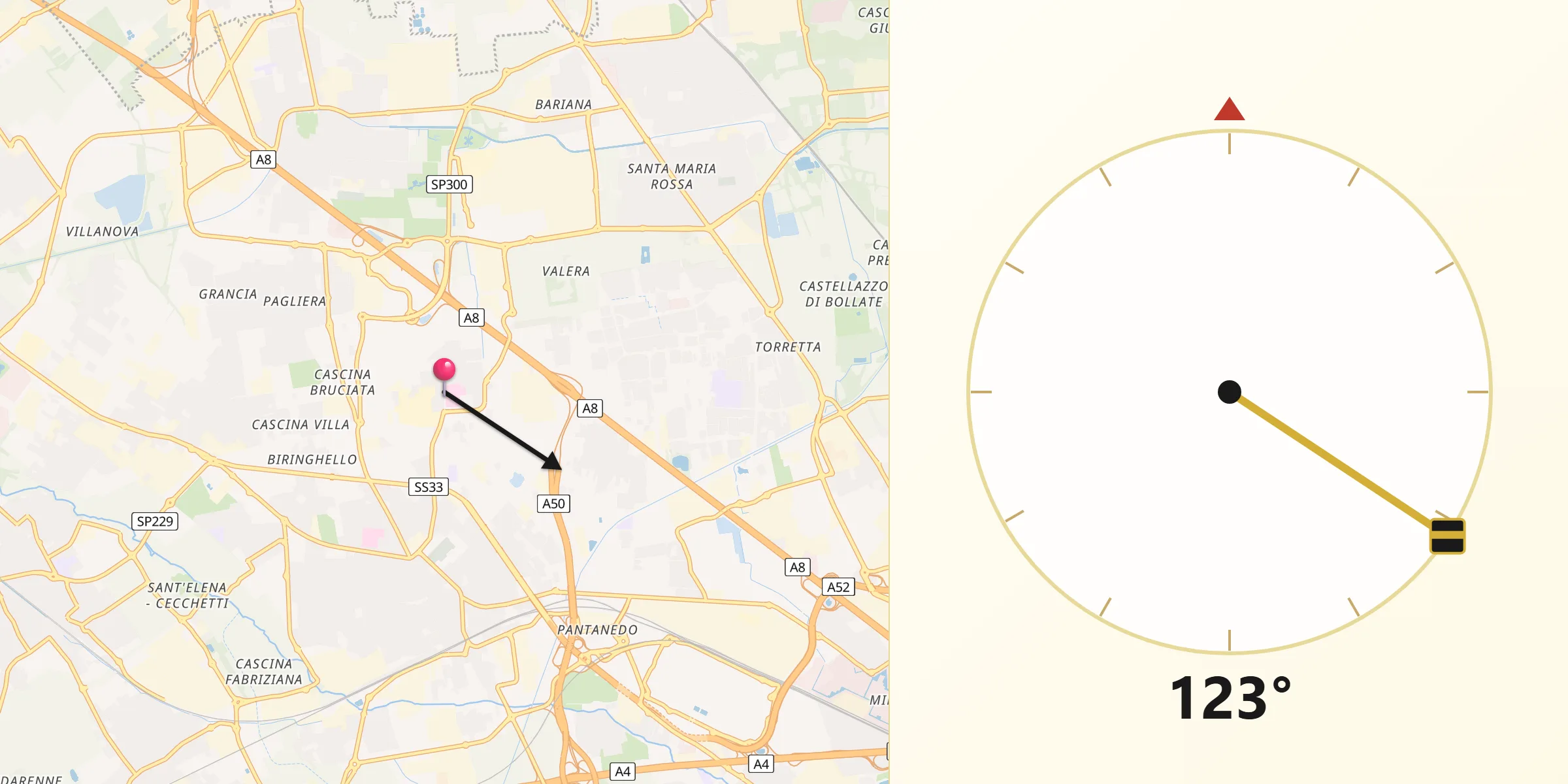 Direzione della Qibla da Passirana