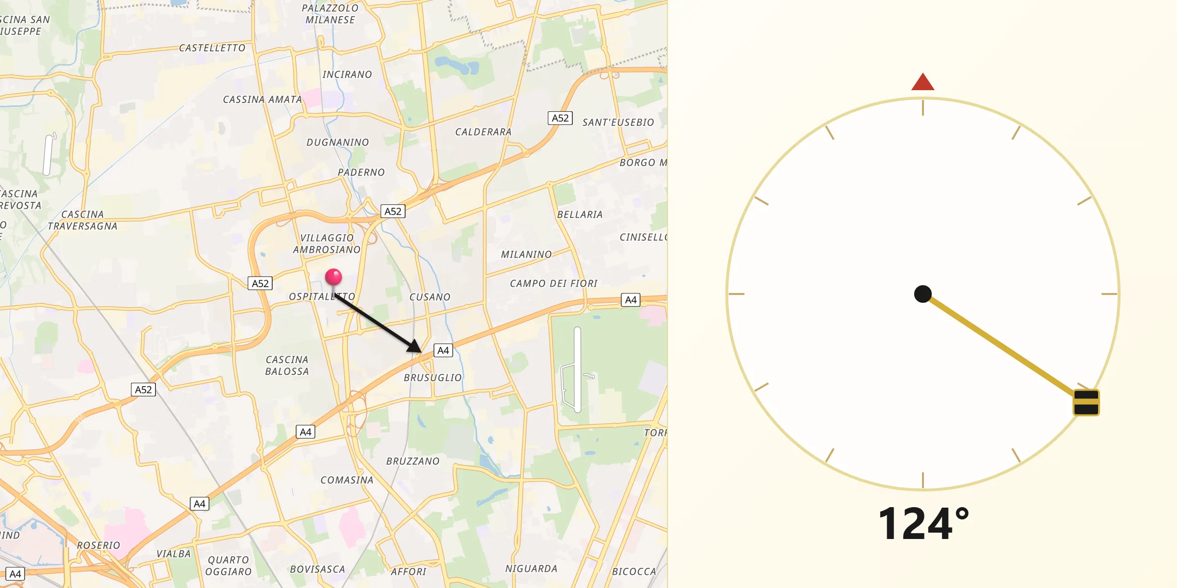 Direzione della Qibla da Cormano