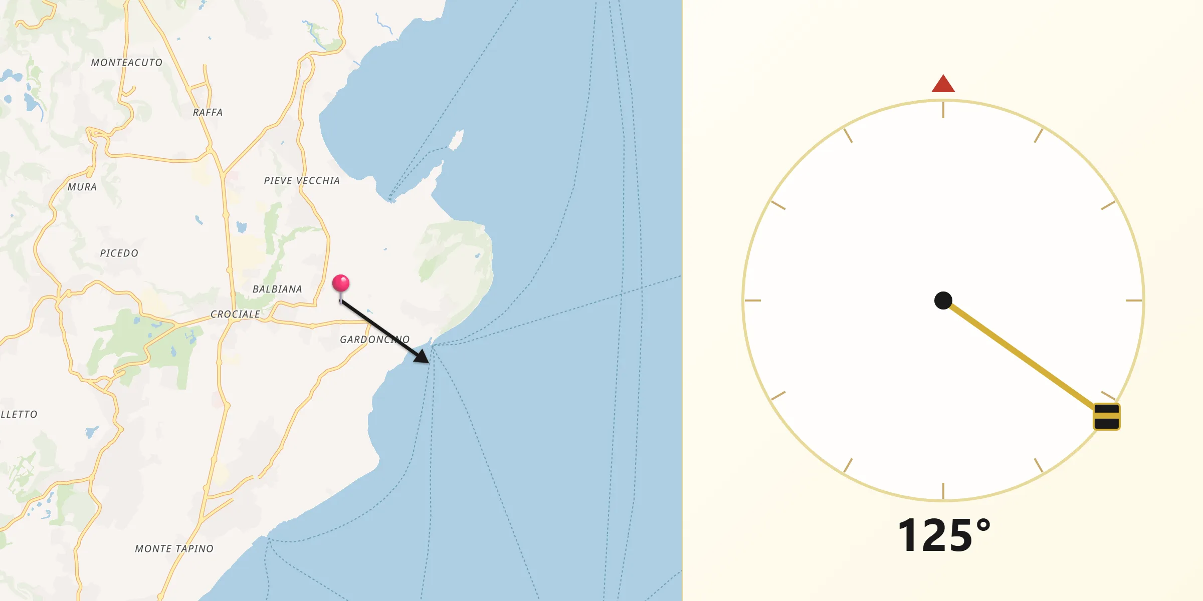 Direzione della Qibla da Manerba del Garda