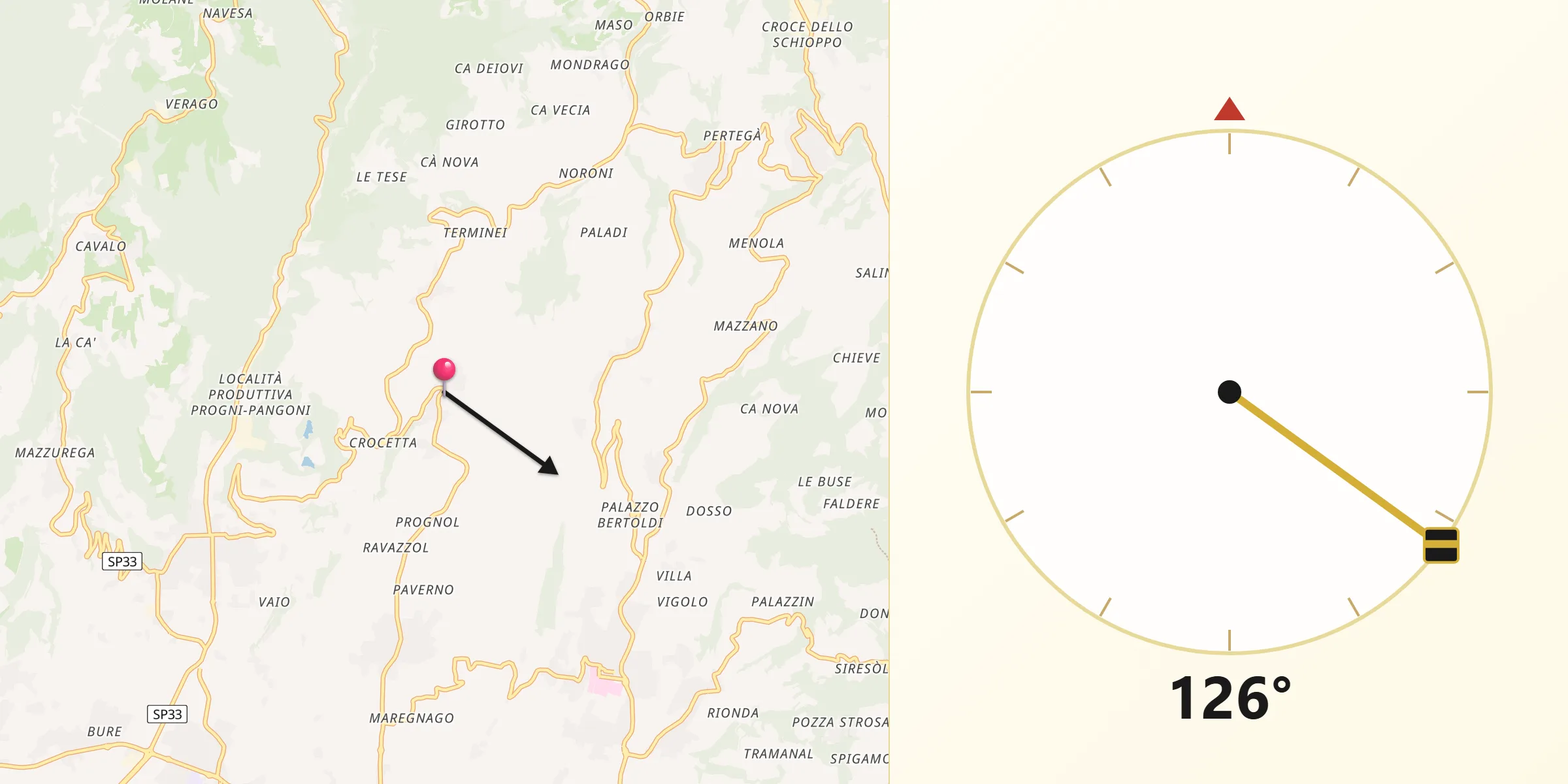 Direzione della Qibla da Marano di Valpolicella