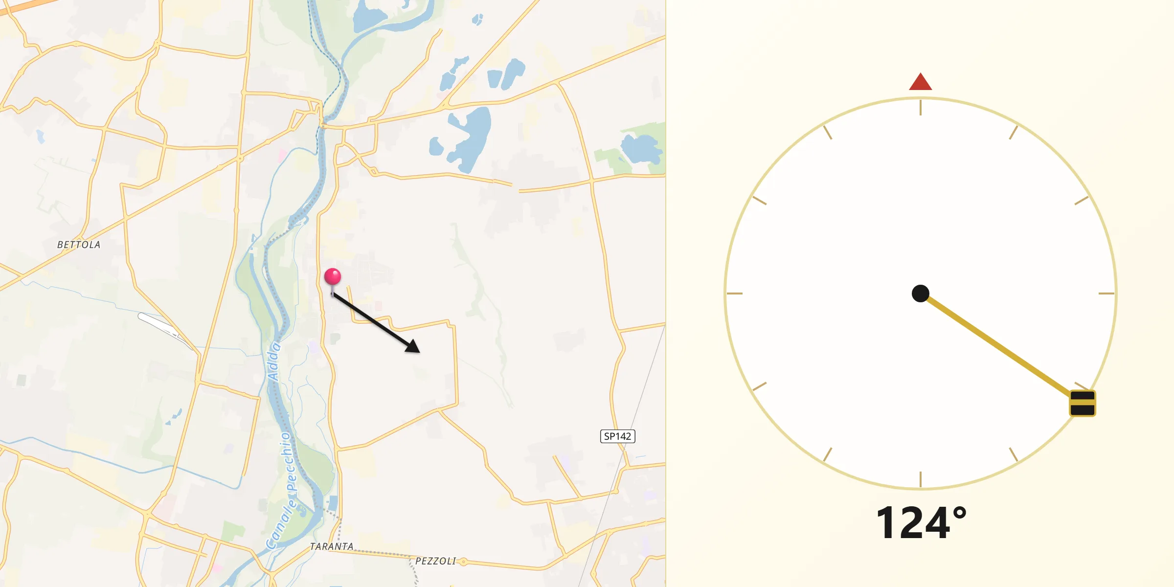 Direzione della Qibla da Fara Gera d'Adda
