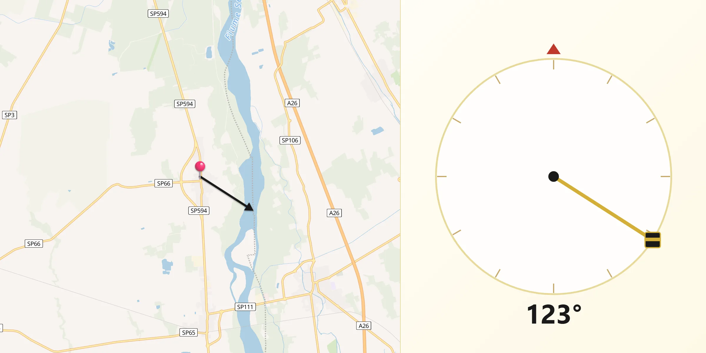 Direzione della Qibla da Lenta
