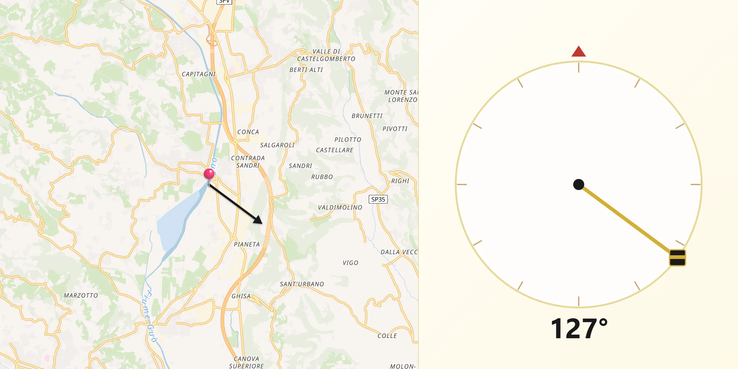 Direzione della Qibla da Trissino