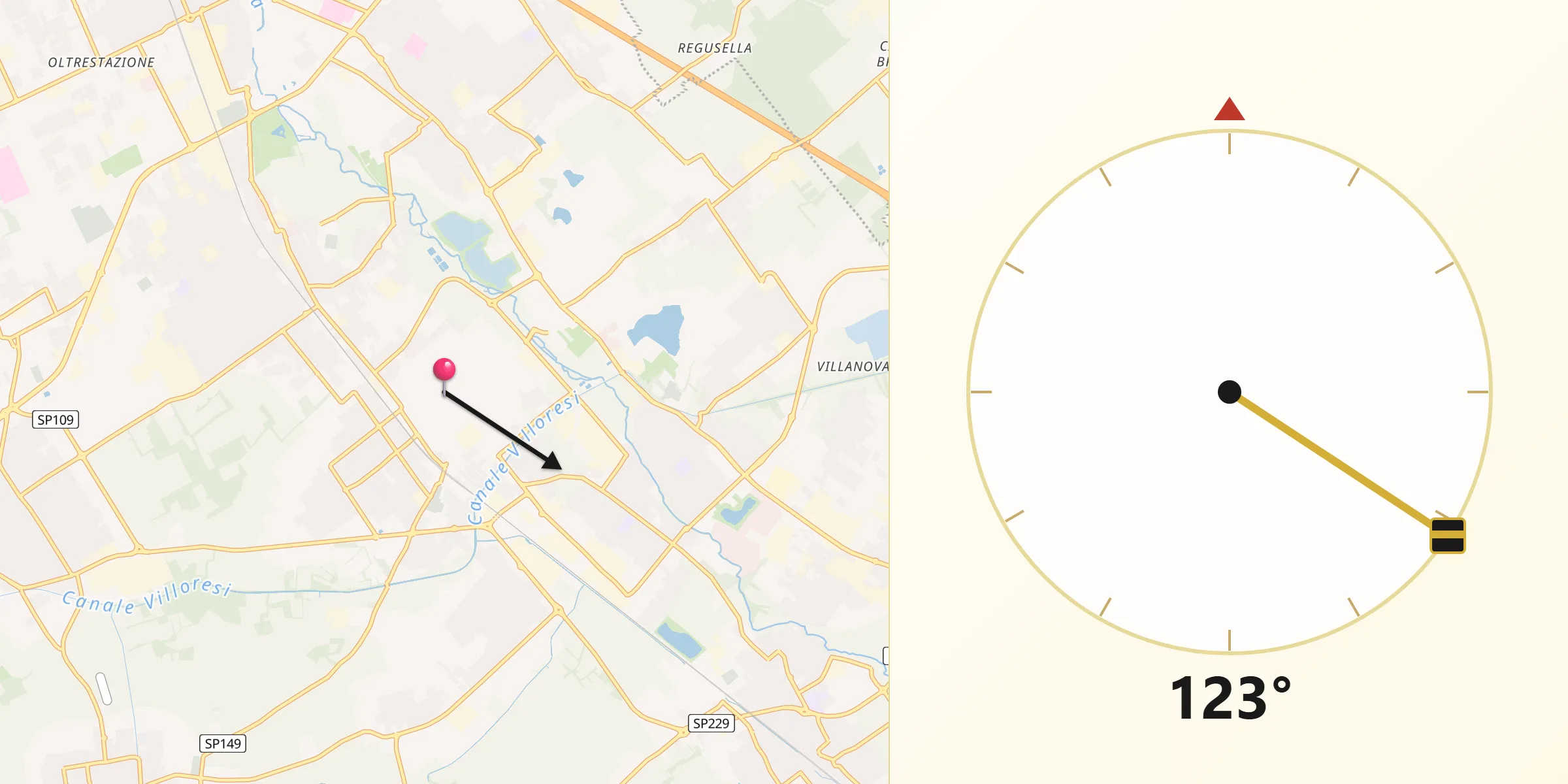 Direzione della Qibla da Parabiago