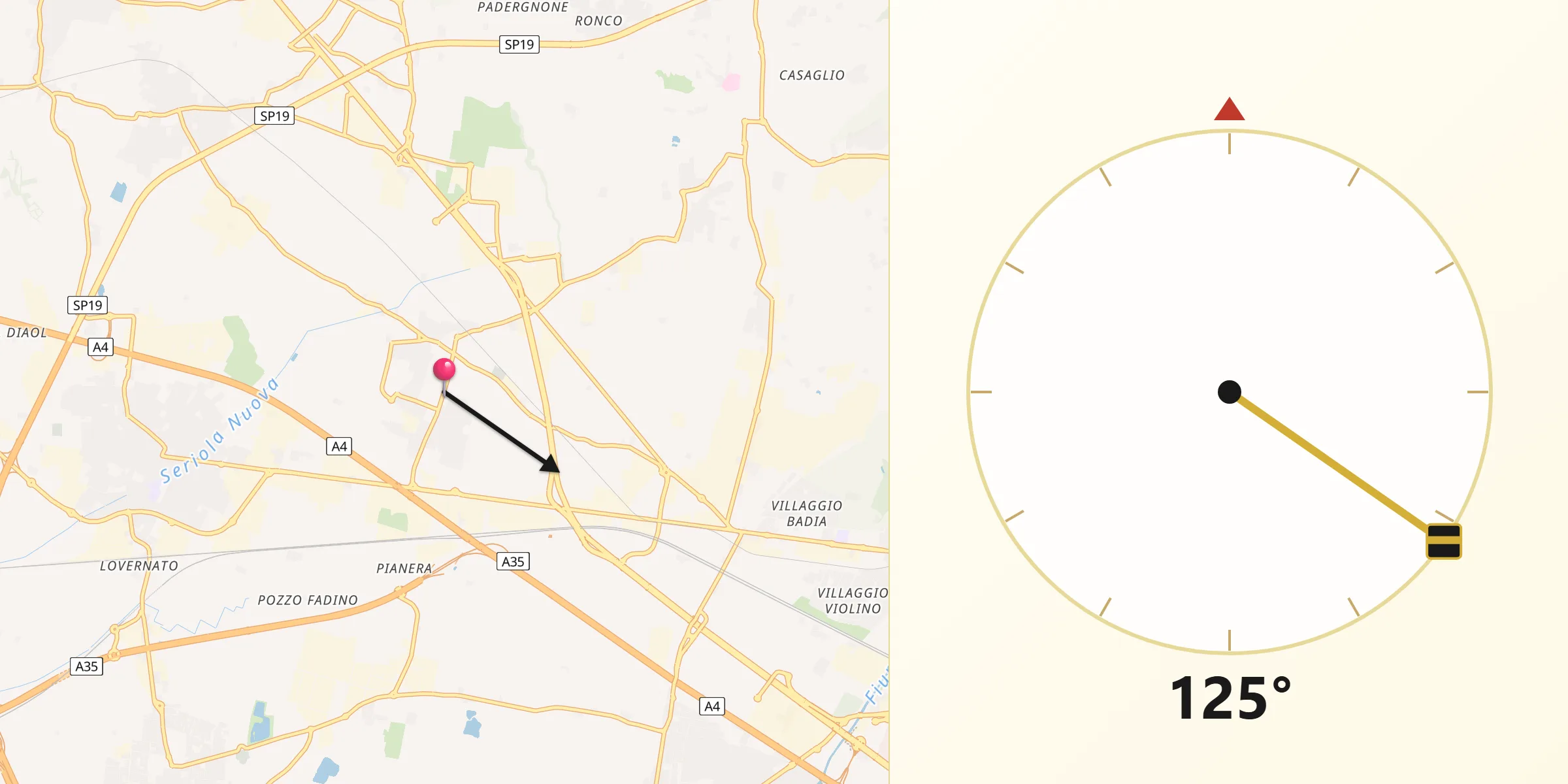 Direzione della Qibla da Castegnato