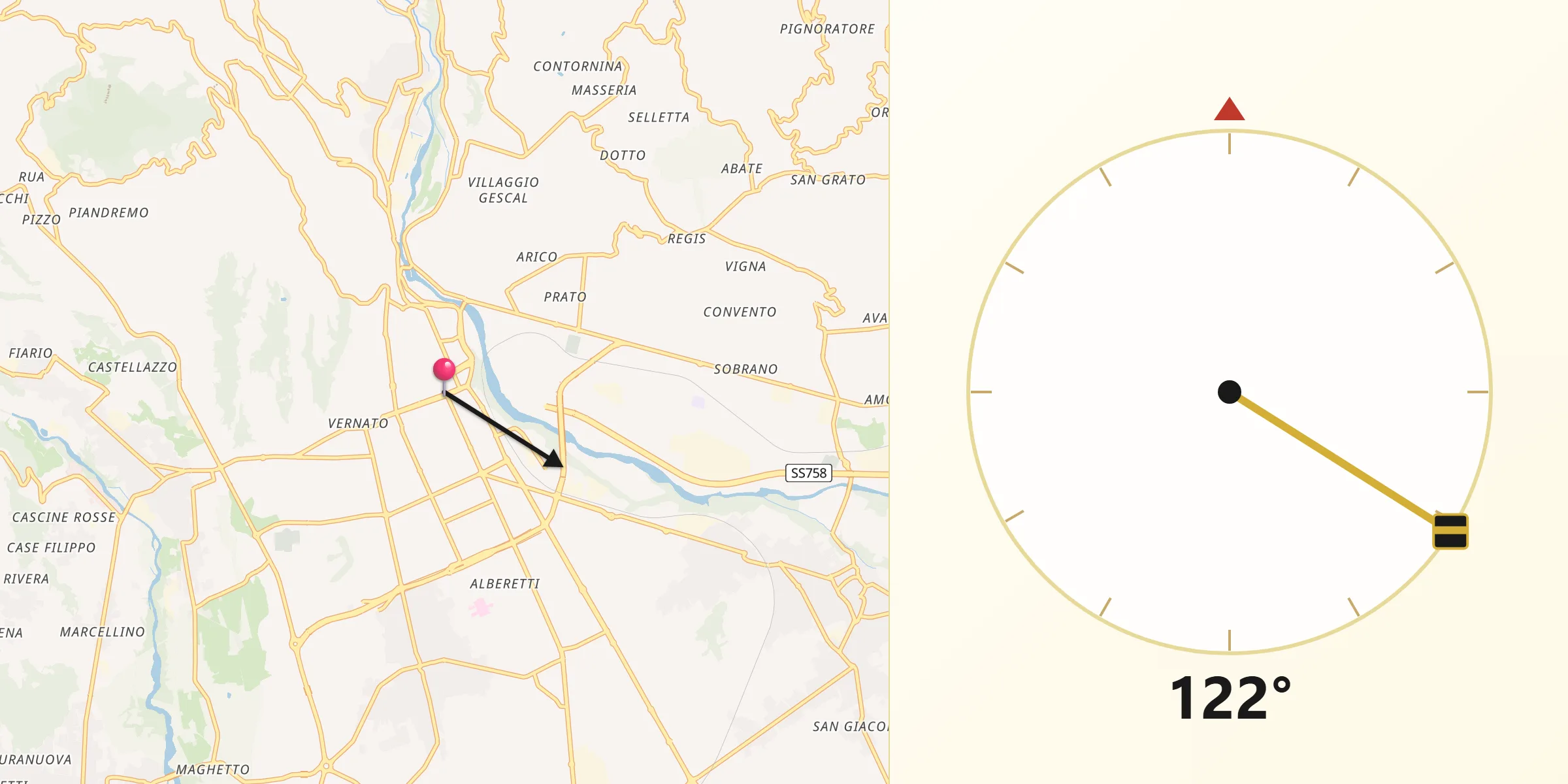 Direzione della Qibla da Biella