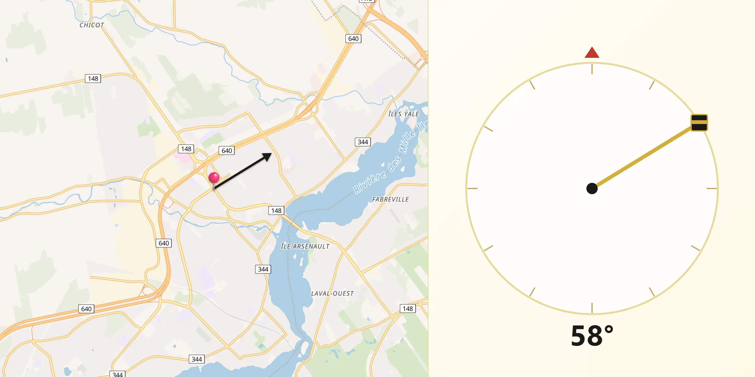 Qibla Direction from Saint-Eustache