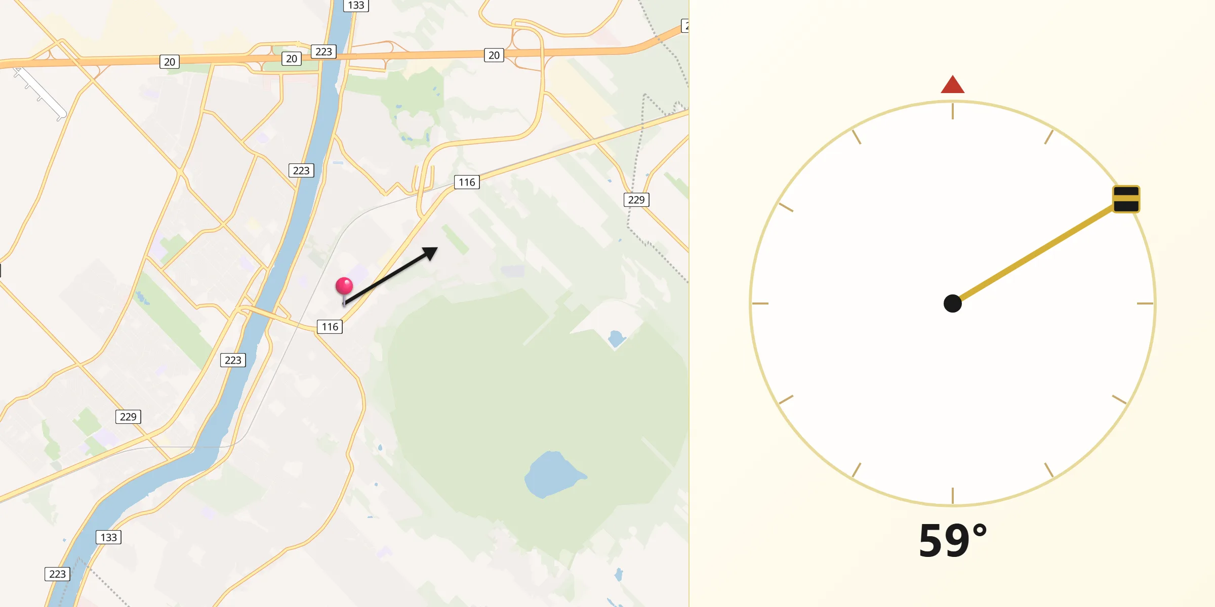 Qibla Direction from Mont-Saint-Hilaire