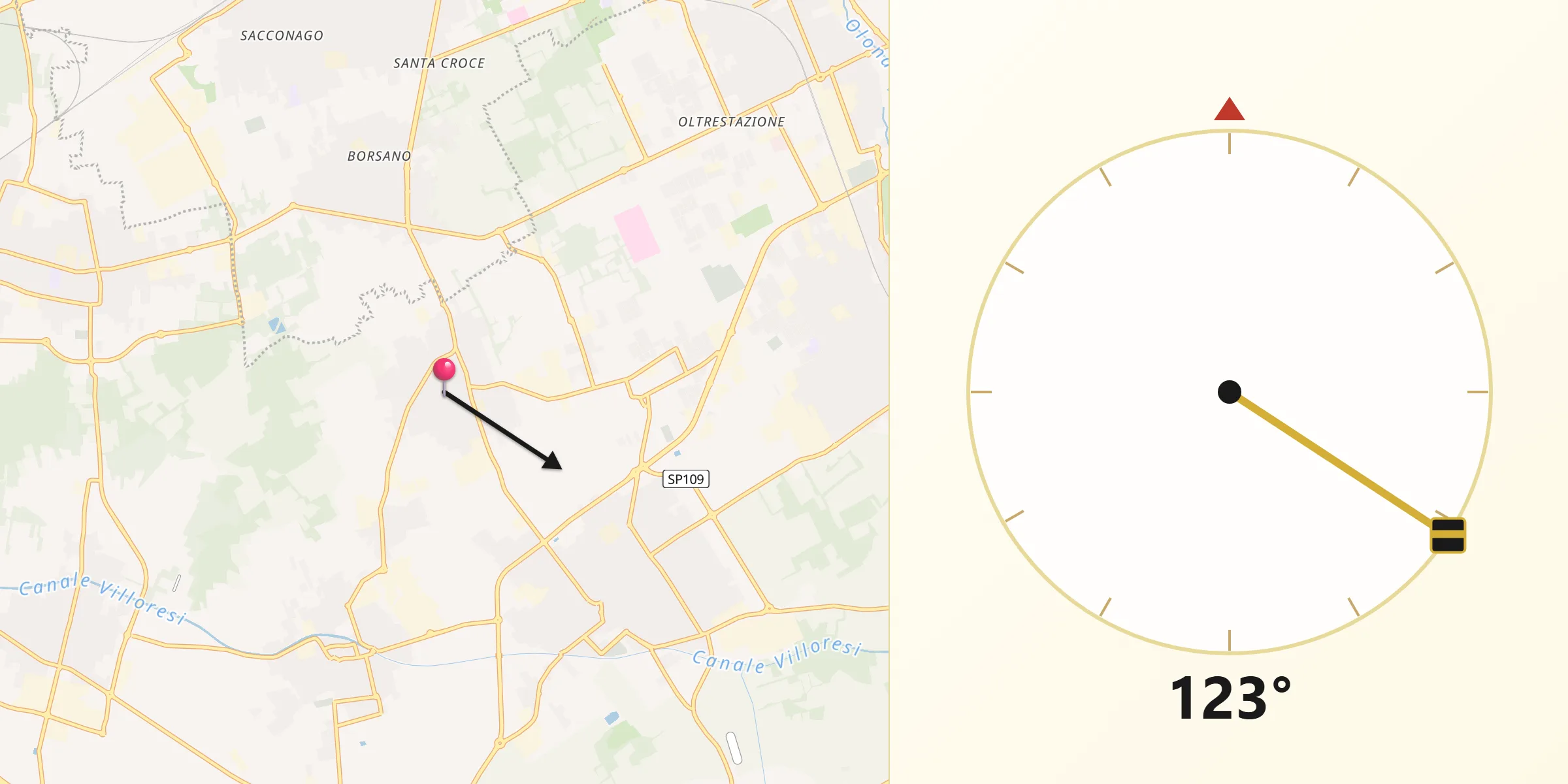 Direzione della Qibla da Dairago