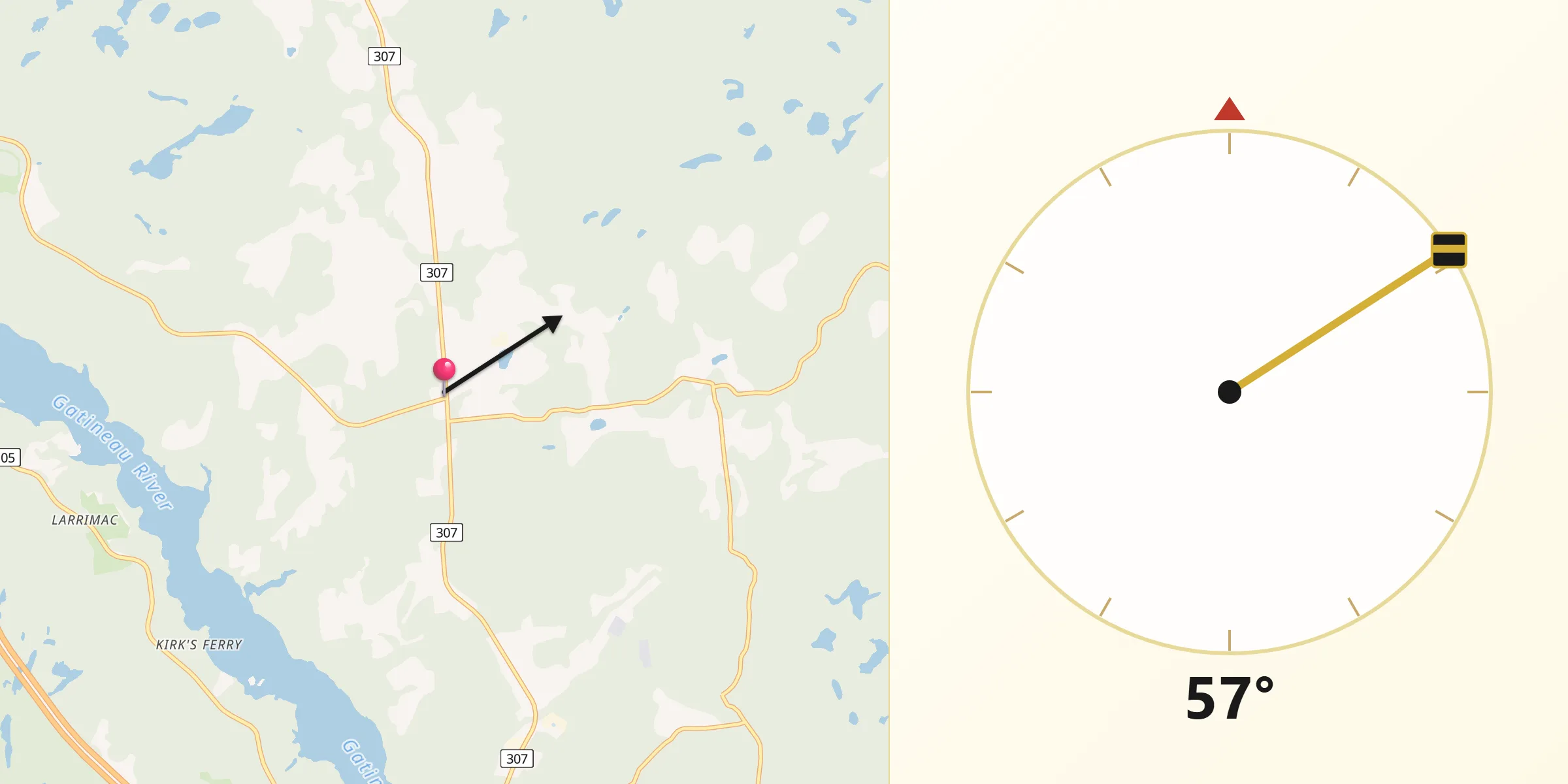 Qibla Direction from Cantley