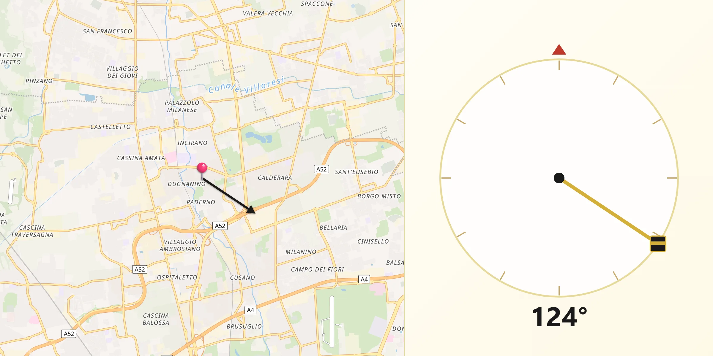 Direzione della Qibla da Paderno Dugnano