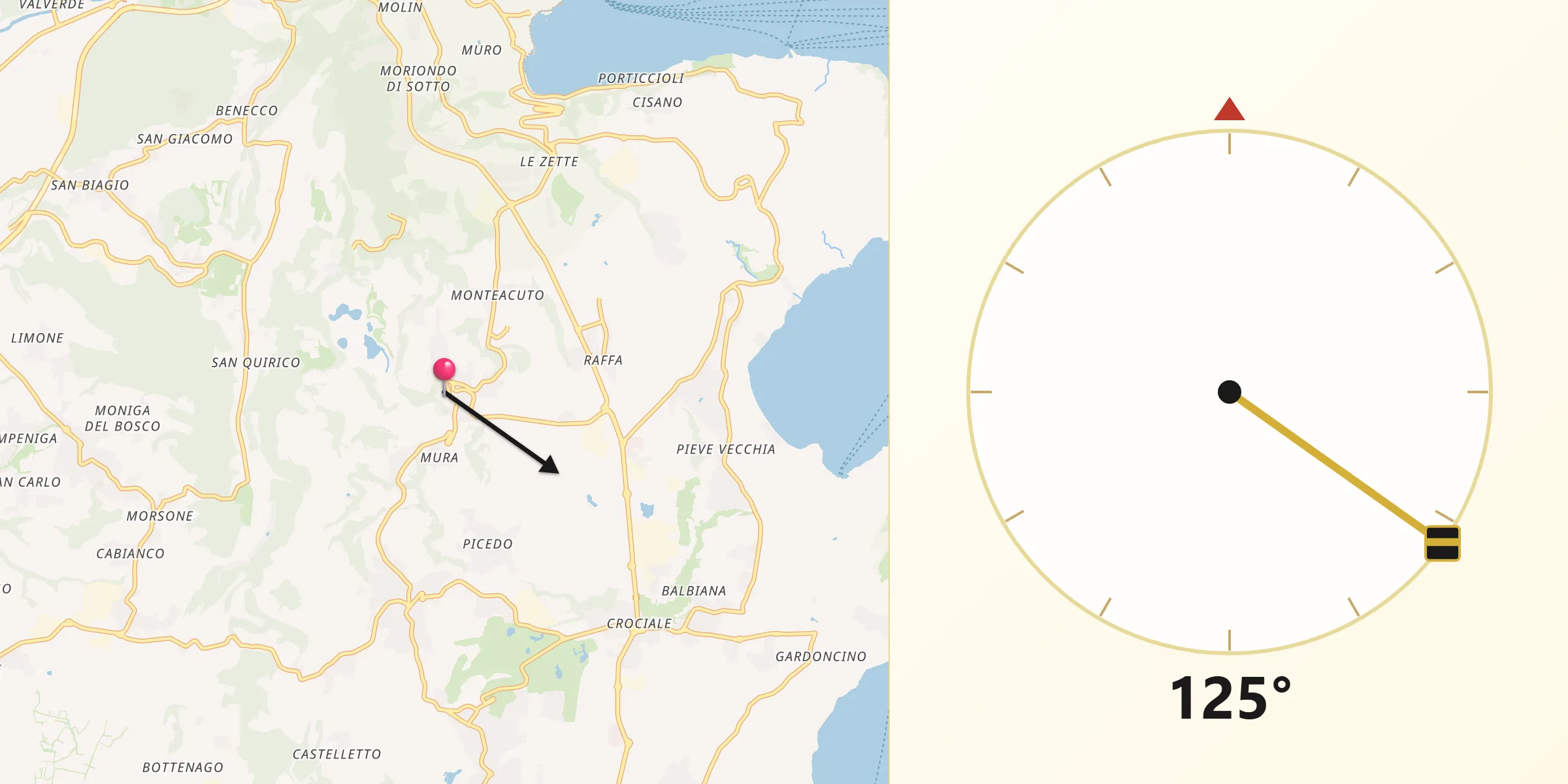 Direzione della Qibla da Castello