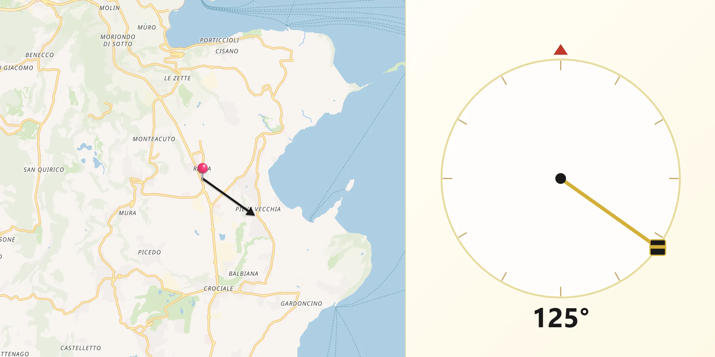 Direzione della Qibla da Raffa