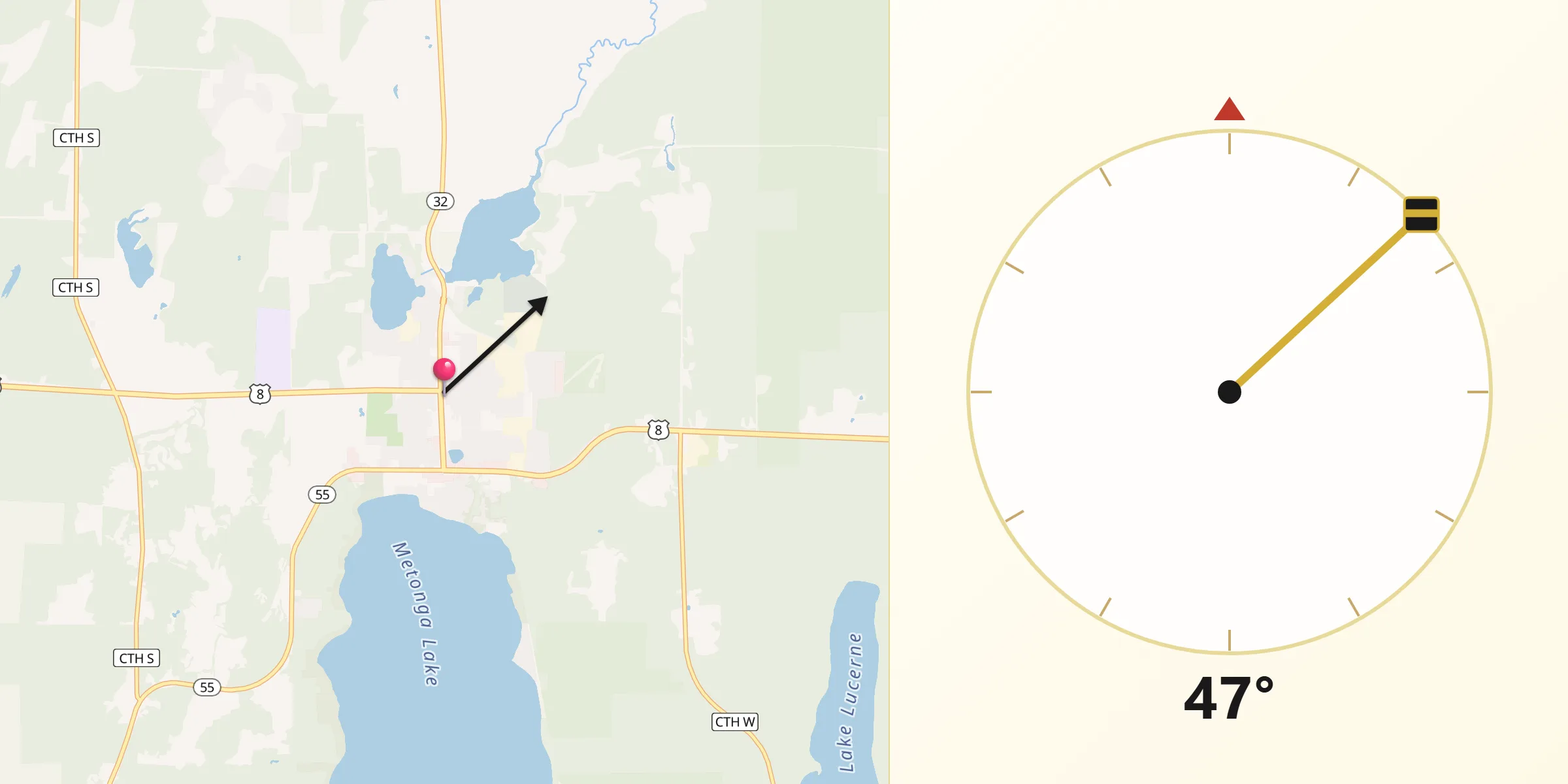 Qibla Direction from Crandon