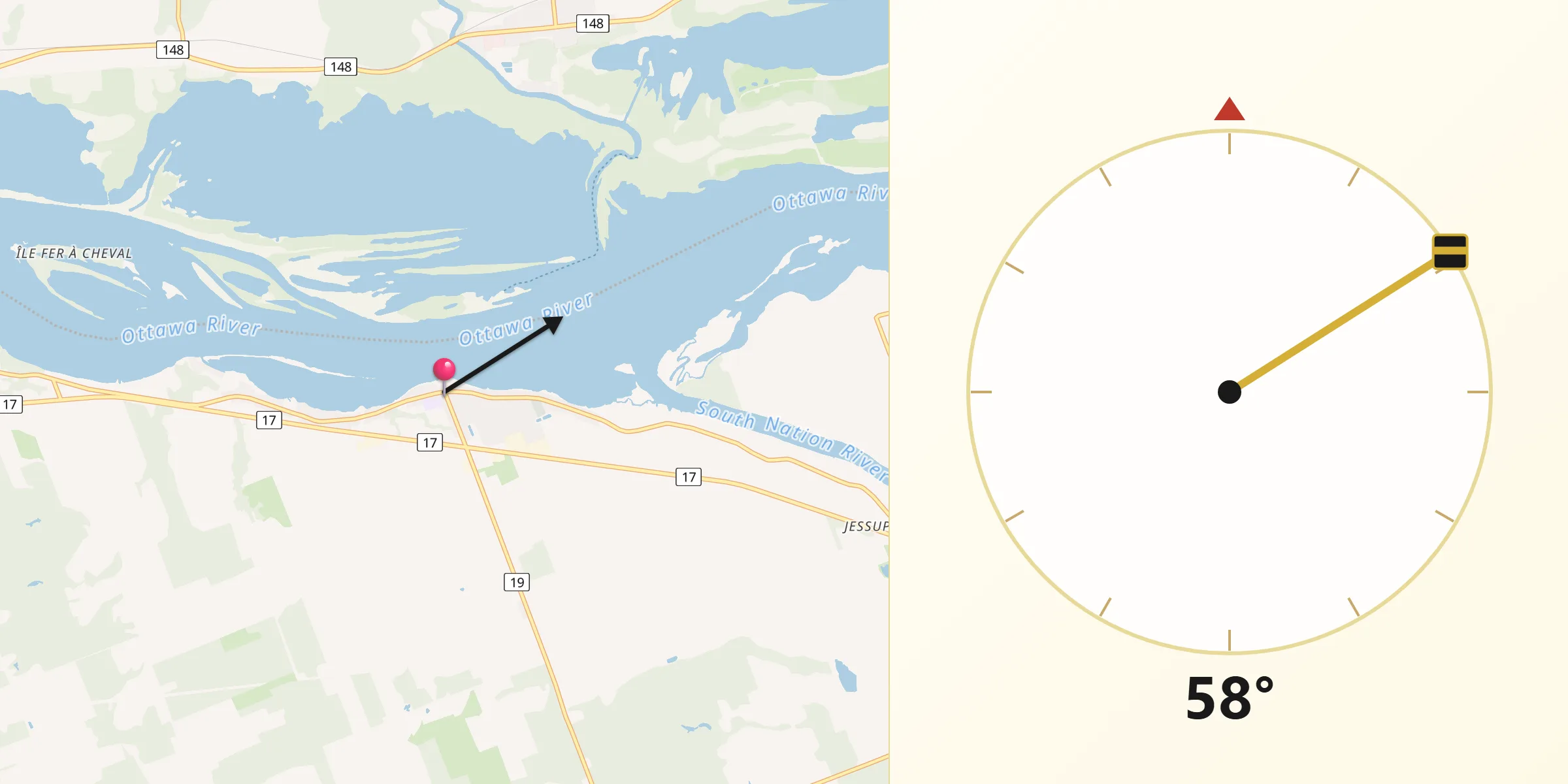 Qibla Direction from Wendover