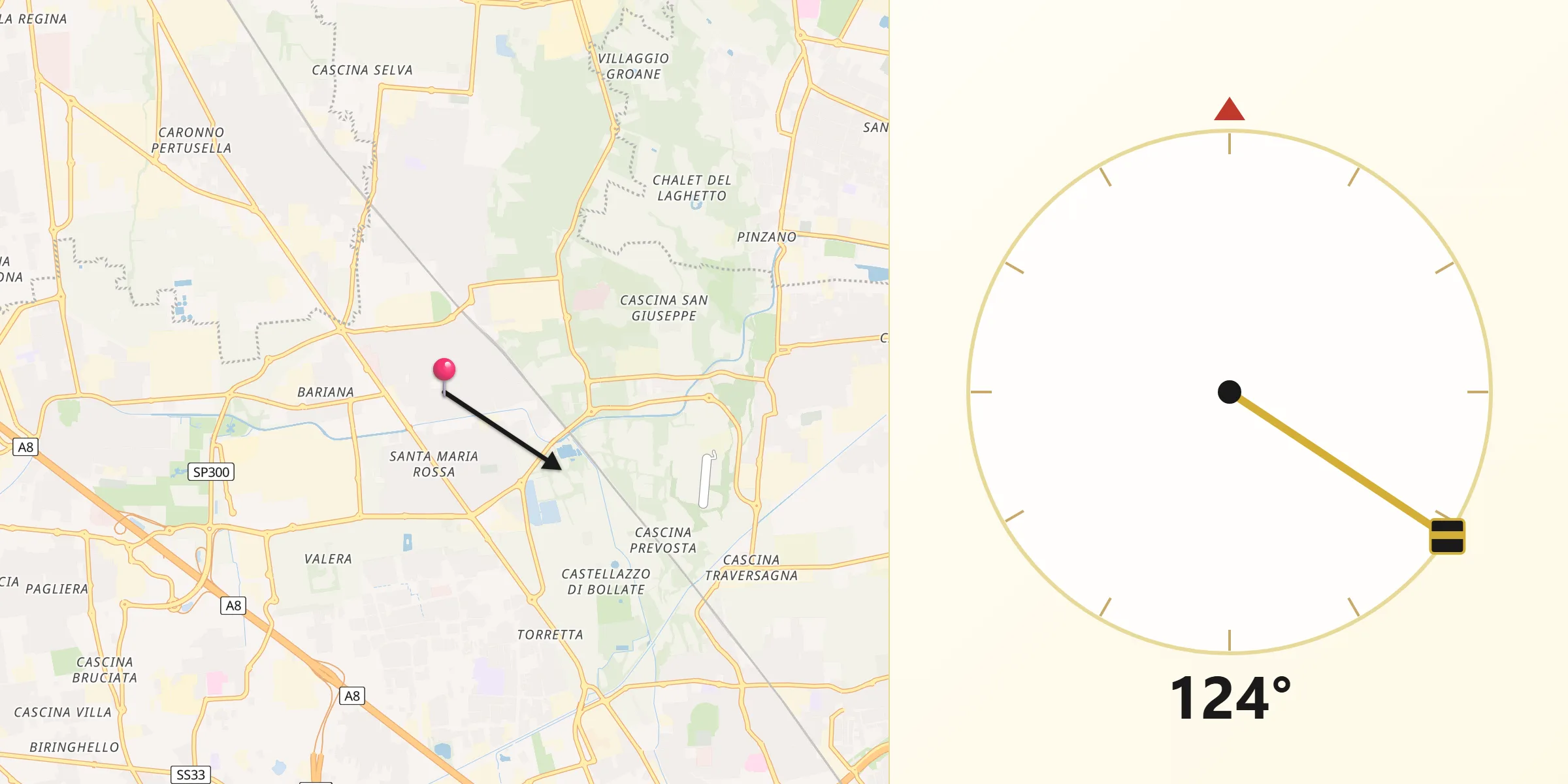 Direzione della Qibla da Garbagnate Milanese